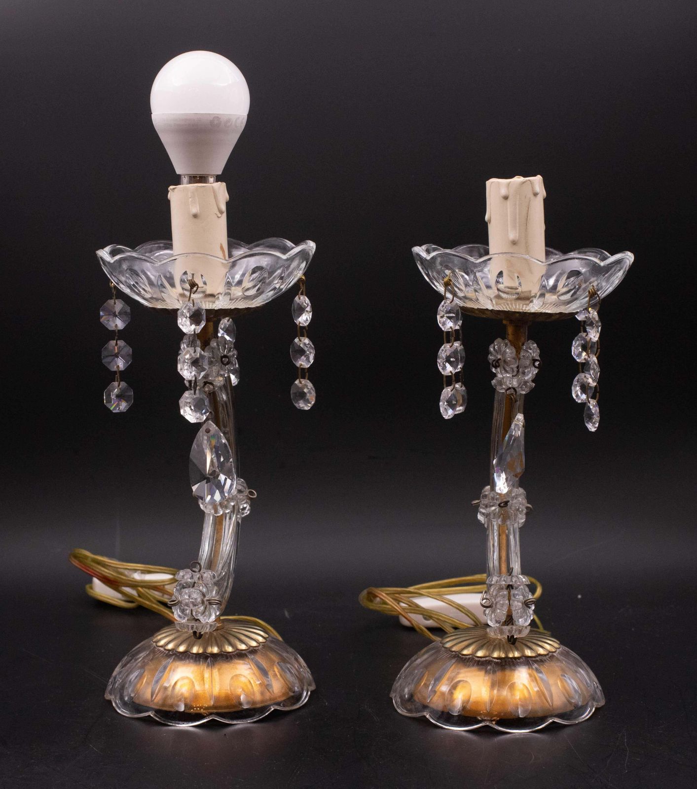 Set Of 2 Maria Theresa Style Crystal Glass Table Lamp photo buy