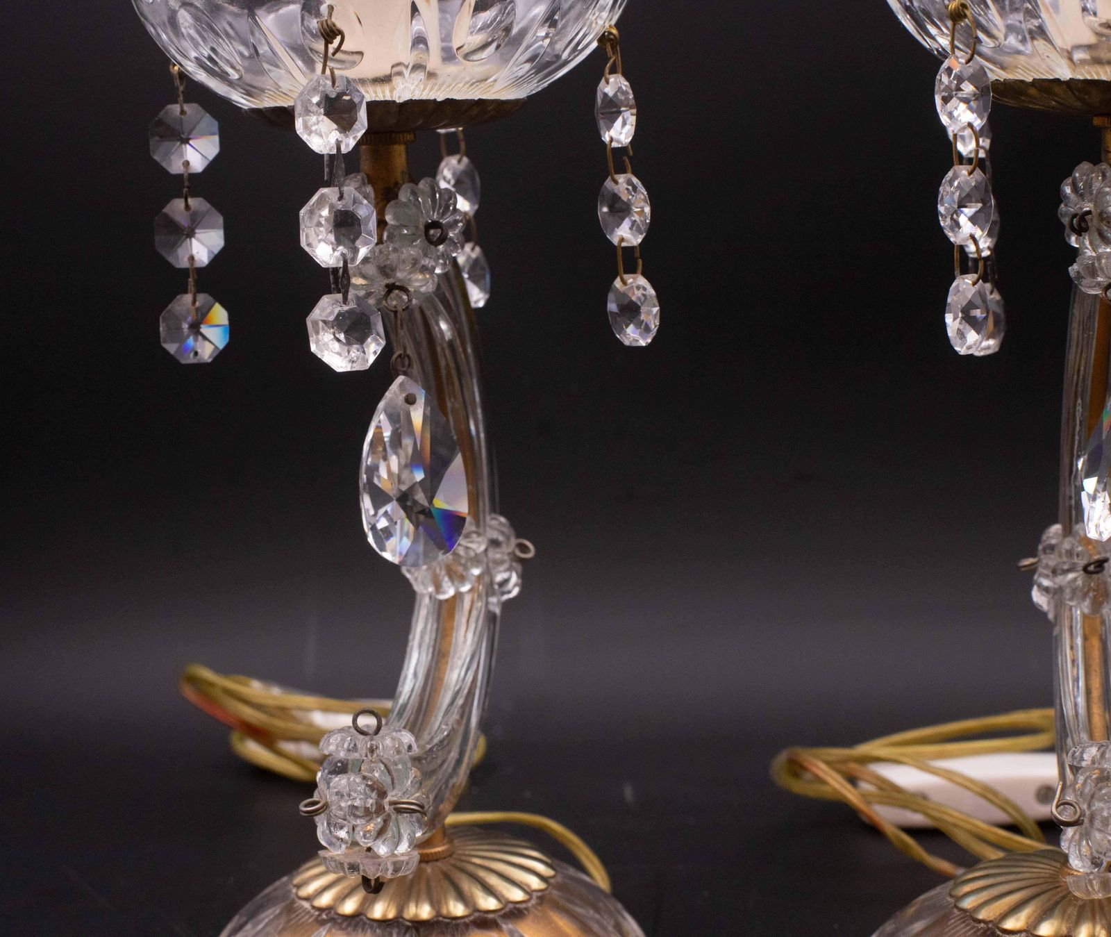 Set Of 2 Maria Theresa Style Crystal Glass Table Lamp photo vintage