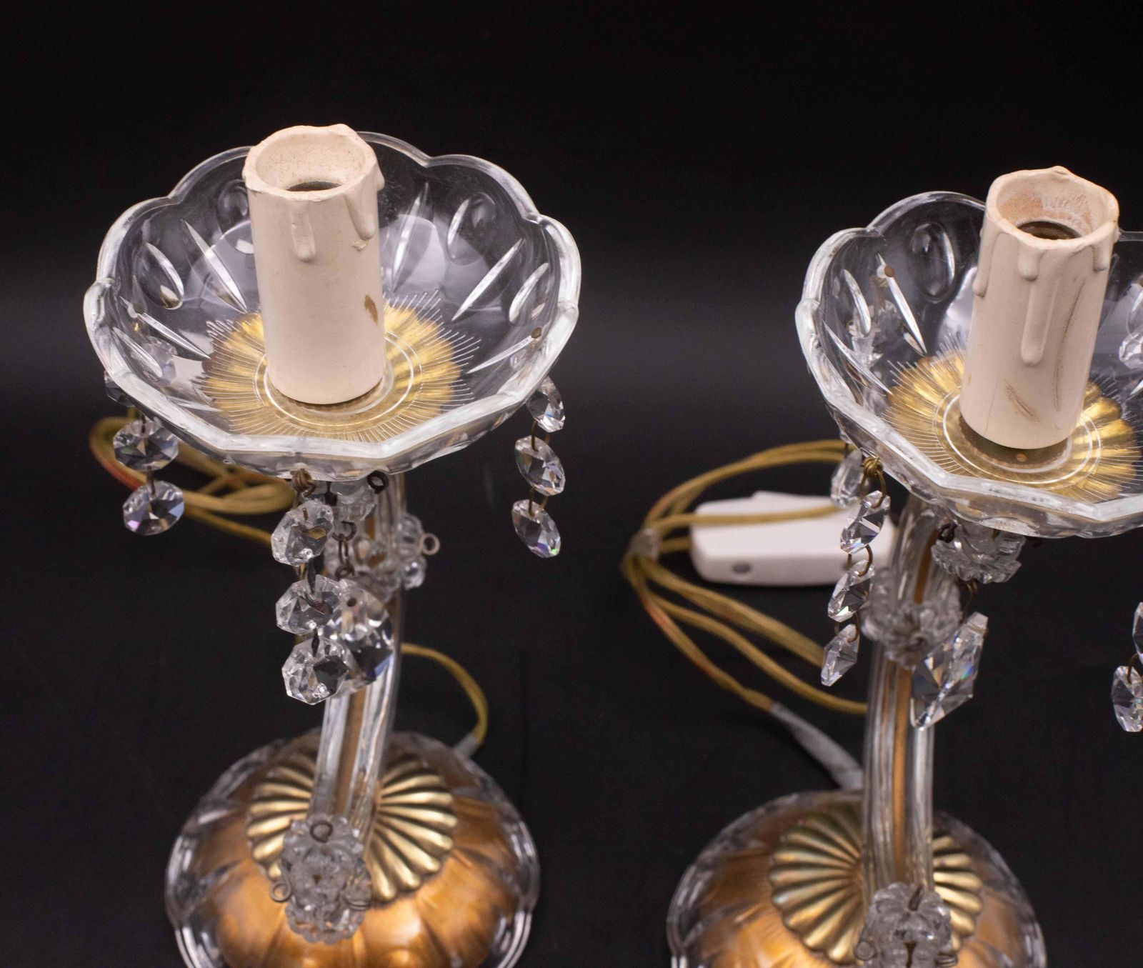 photo for sale Set Of 2 Maria Theresa Style Crystal Glass Table Lamp