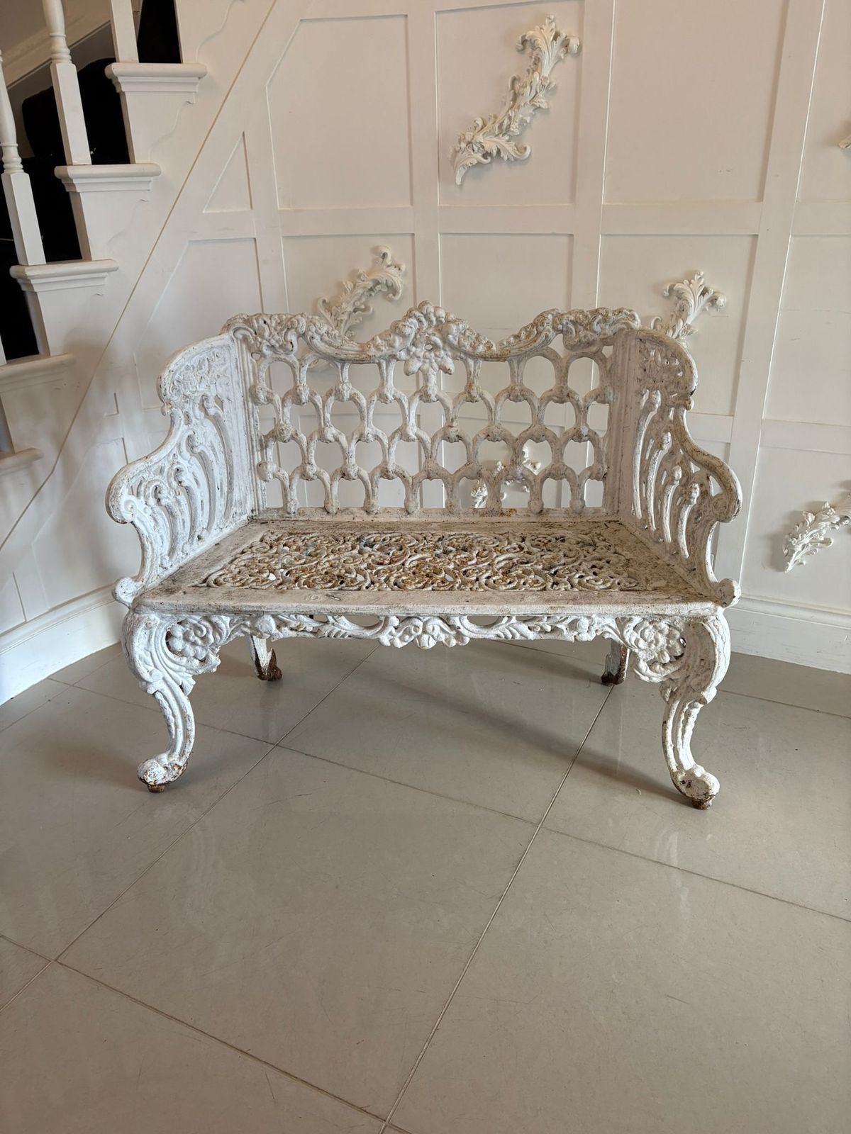 Superb Quality Antique 19th Century Ornate Cast Iron Garden Seat photo for sale
