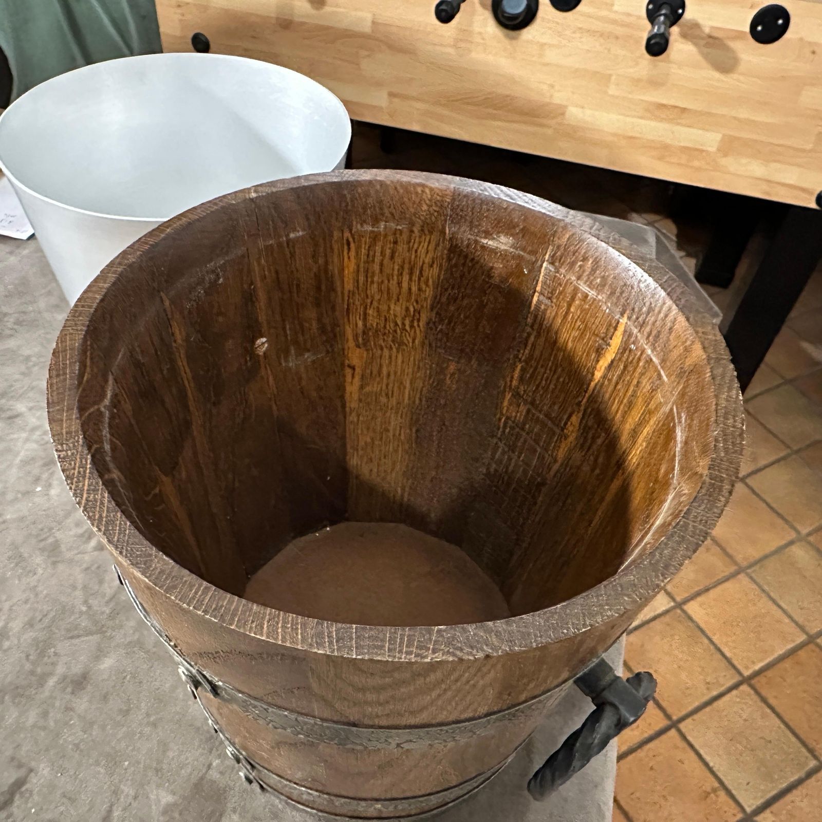 1970s Brutalist Oak Wood And Wrought Iron French Wine Cooler photo 570.0
