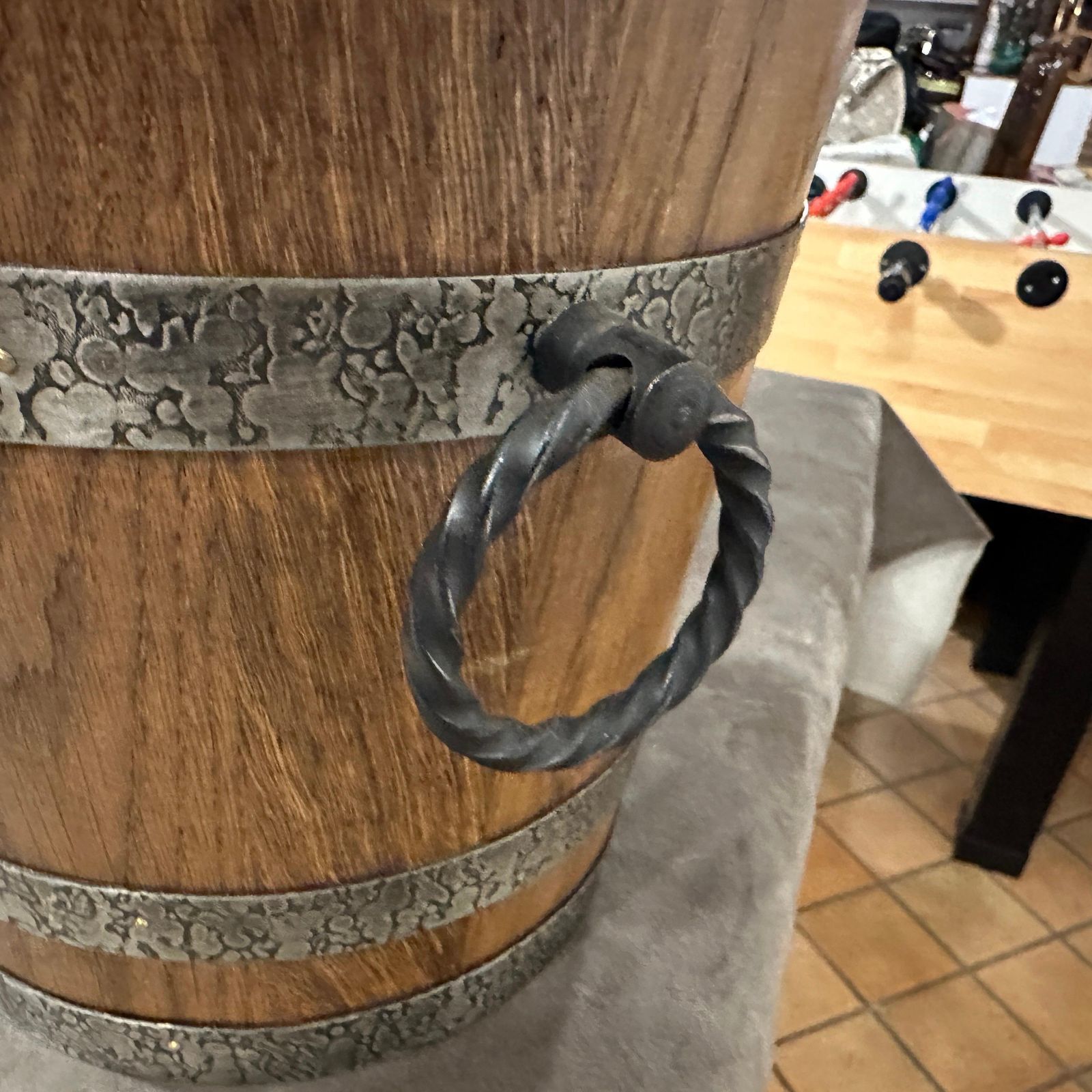 1970s Brutalist Oak Wood And Wrought Iron French Wine Cooler photo vinterior