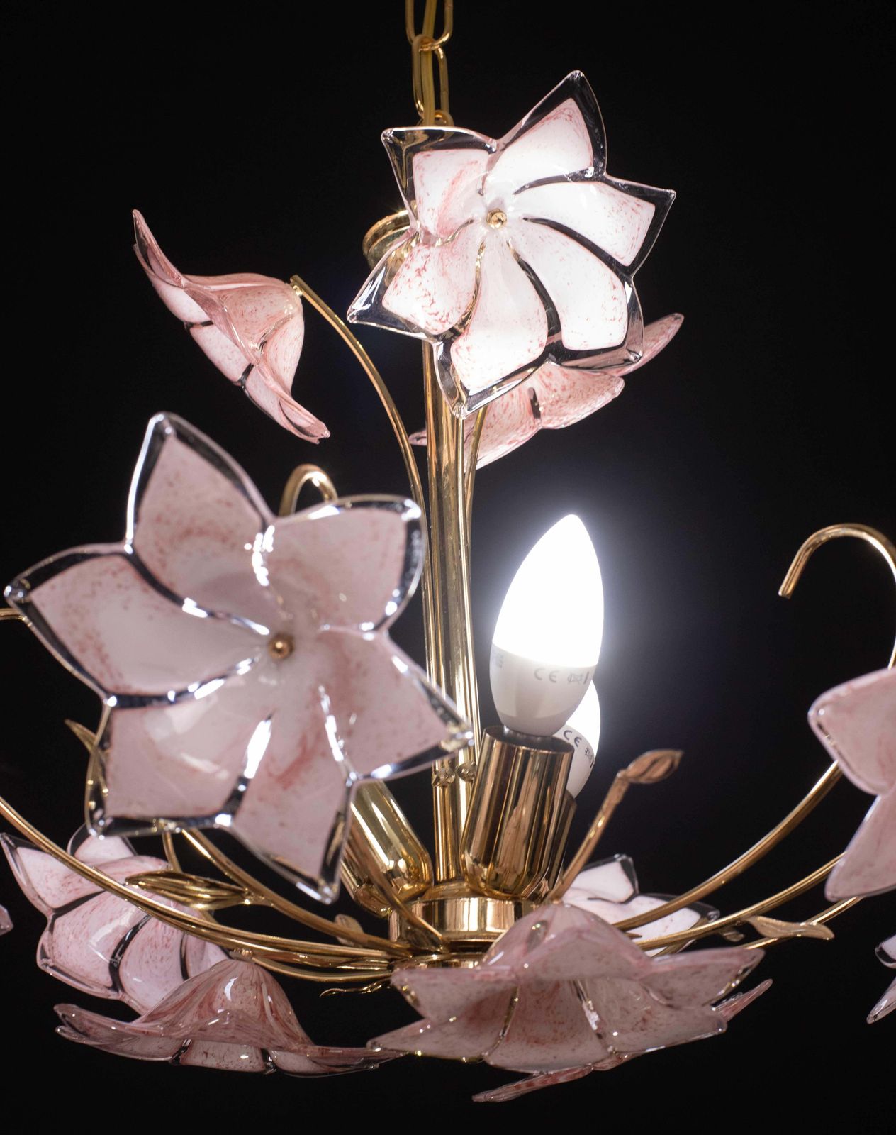 Charming Murano Glass Chandelier Pink Flowers, 1970 photo buy