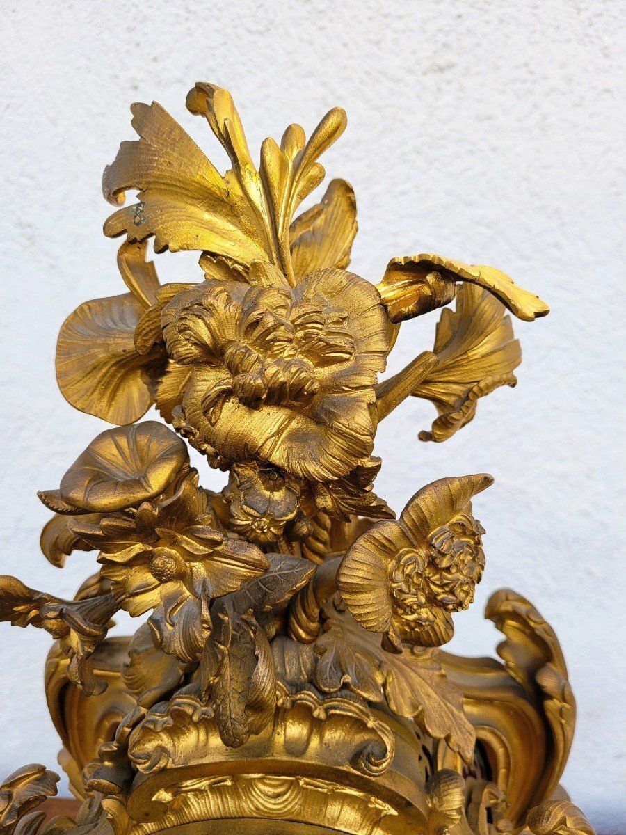 Rocaille Clock In Gilt Bronze, Napoleon III, 19th Century photo furniture