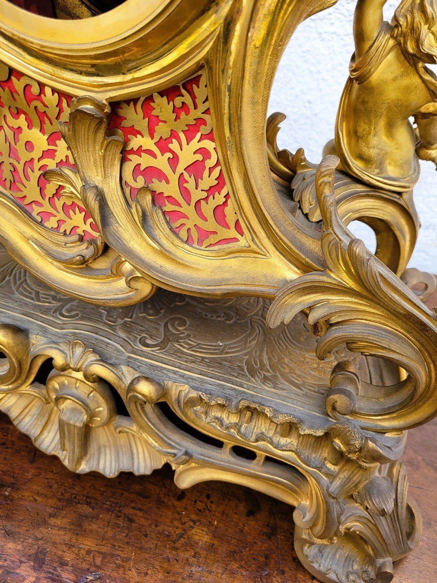 photo for sale Rocaille Clock In Gilt Bronze, Napoleon III, 19th Century