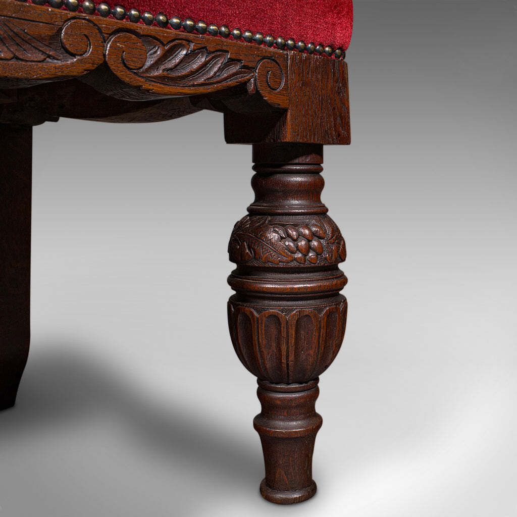 1295.0 Antique Morning Room Elbow Chair, Scottish, Oak, Gothic Revival Seat, Victorian photo