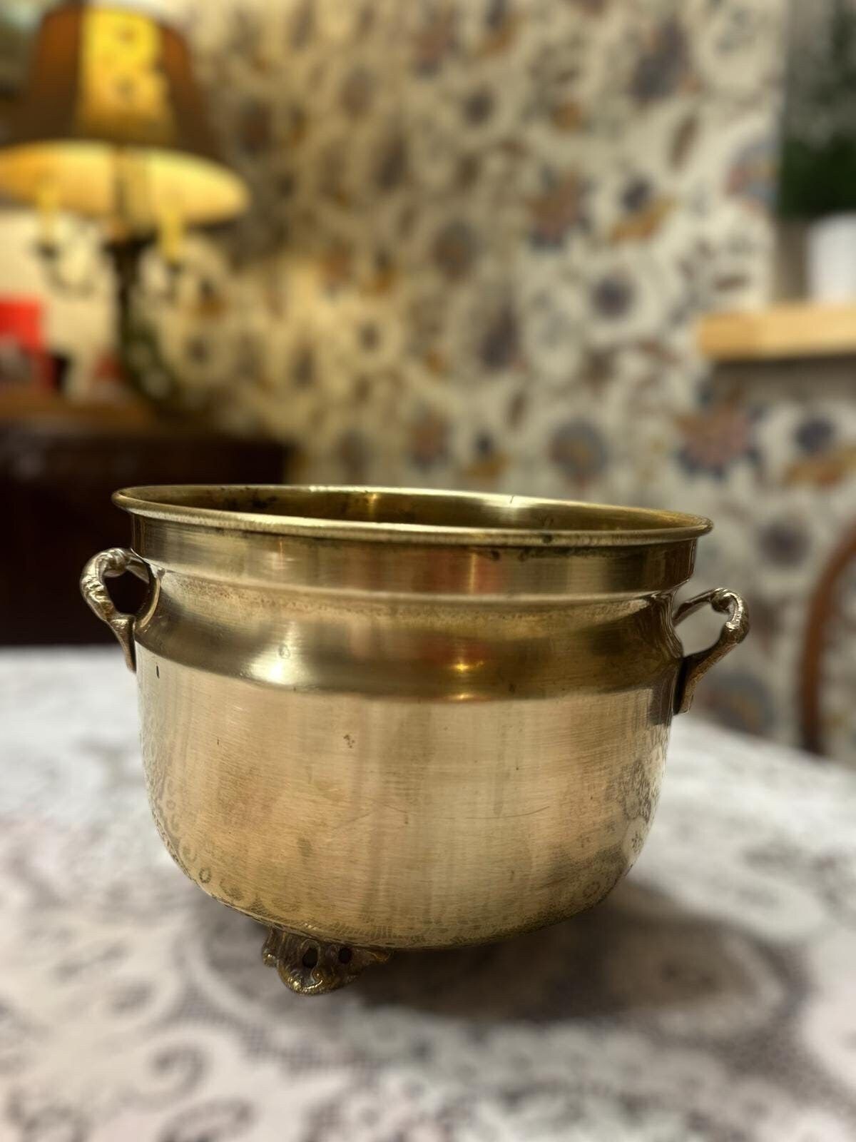 Antique Brass Pot / Brass Planter / 18th 19th Century