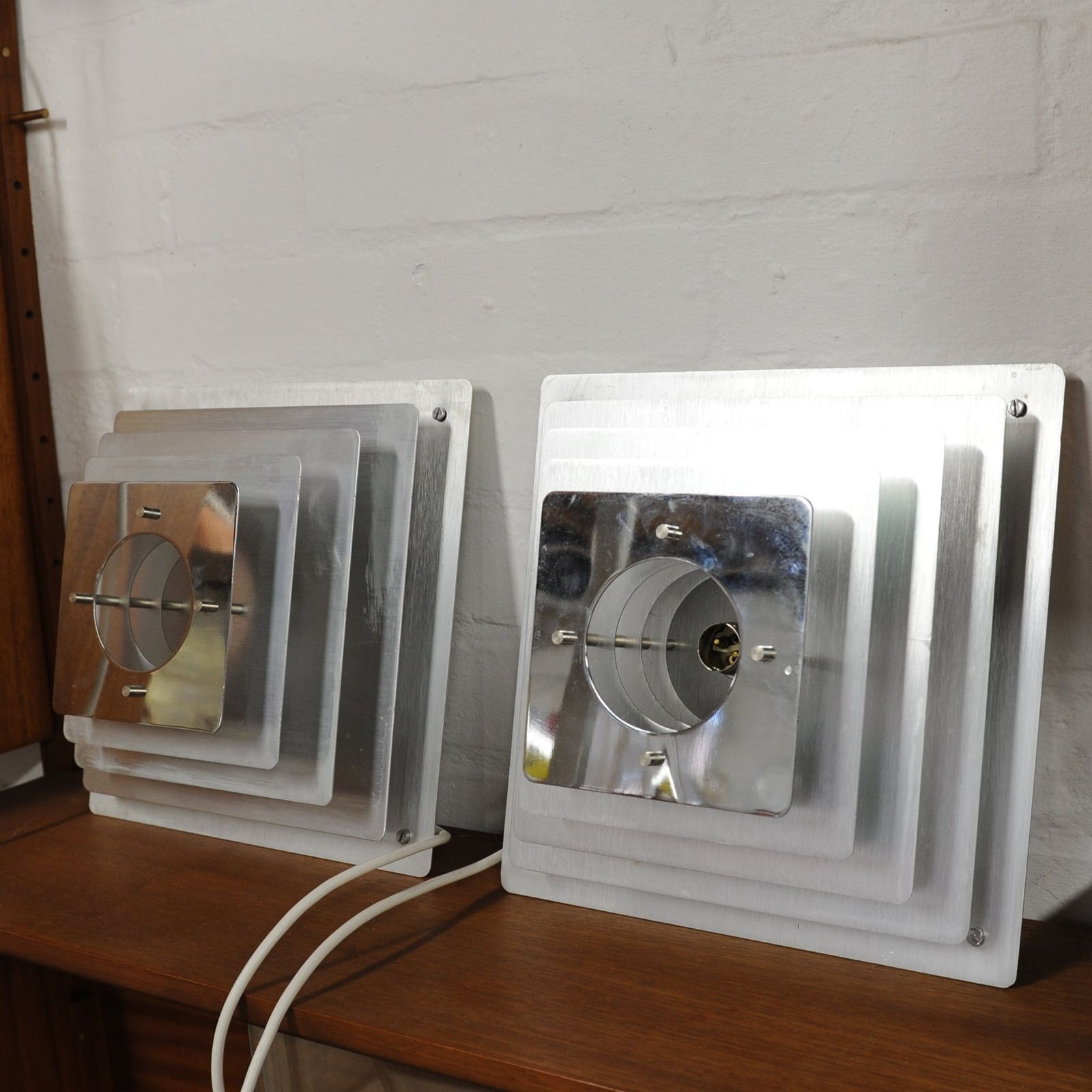 Pair Of Space Age Pyramid Wall Sconce Attributed To Hüstadt Leuchten, 1970s, Set Of 2 photo for sale