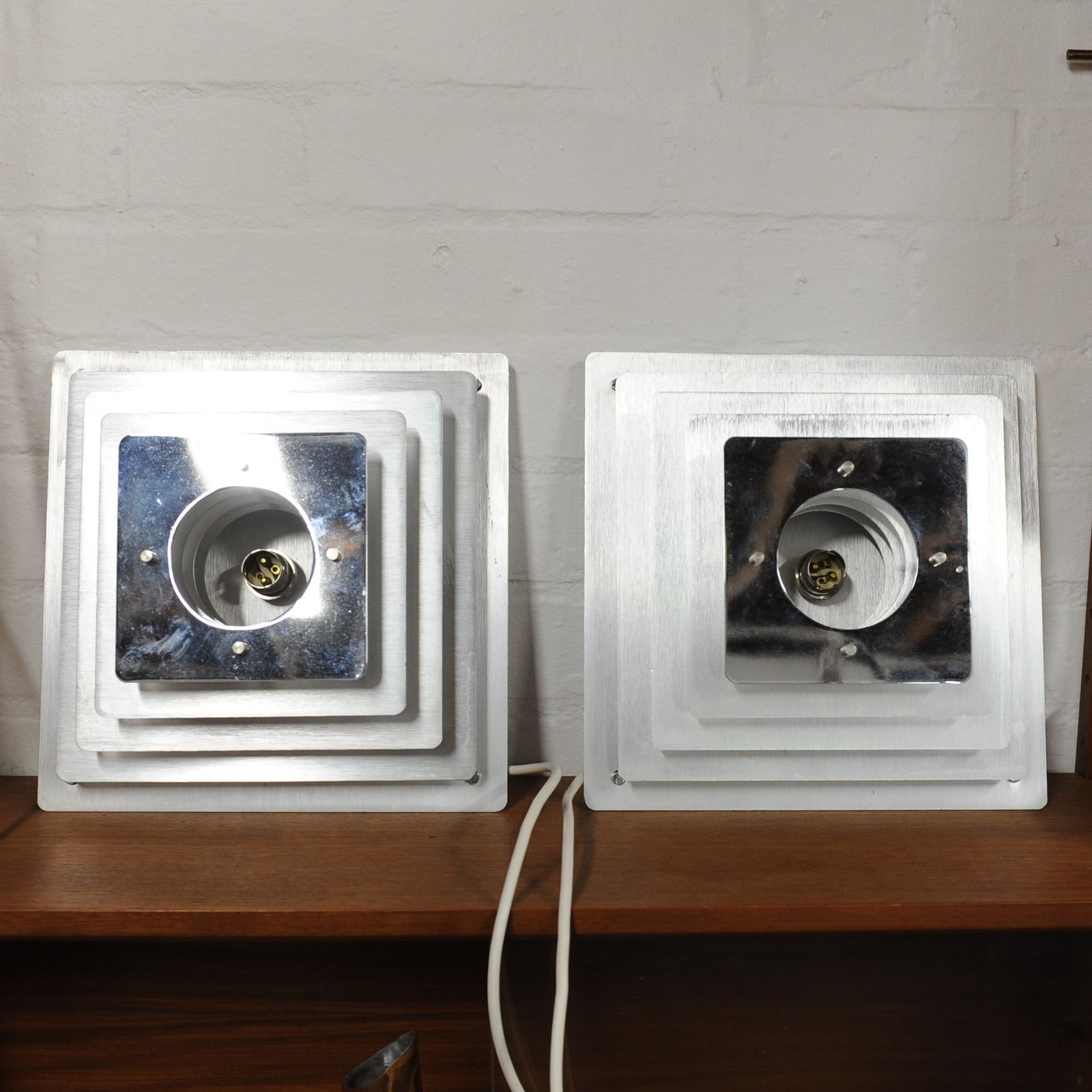 Pair Of Space Age Pyramid Wall Sconce Attributed To Hüstadt Leuchten, 1970s, Set Of 2 photo 995.0