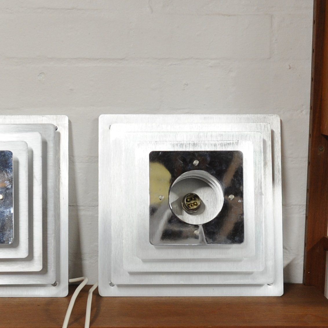 Pair Of Space Age Pyramid Wall Sconce Attributed To Hüstadt Leuchten, 1970s, Set Of 2 photo vinterior