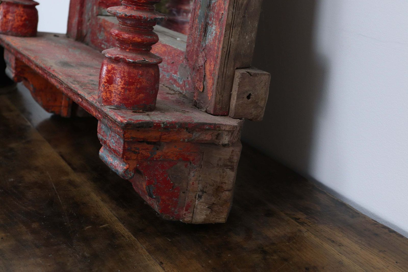 photo for sale Early 19th Century Polychromed Indian Hand Carved Mirrored Shrine (2)