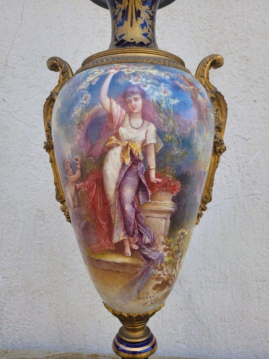 In The Taste Of Sèvres, Large Porcelain And Bronze Vase, 19th Century photo for sale