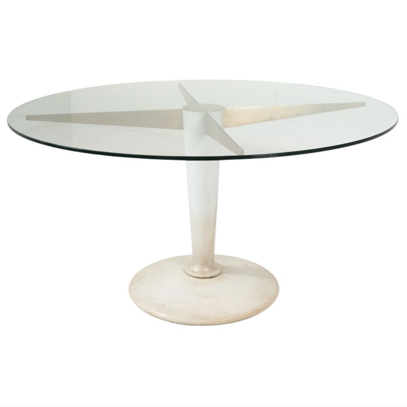 Mid Century Modern Dining Table, Carrara Marble, Bronze And Glass, Italy, 1950s