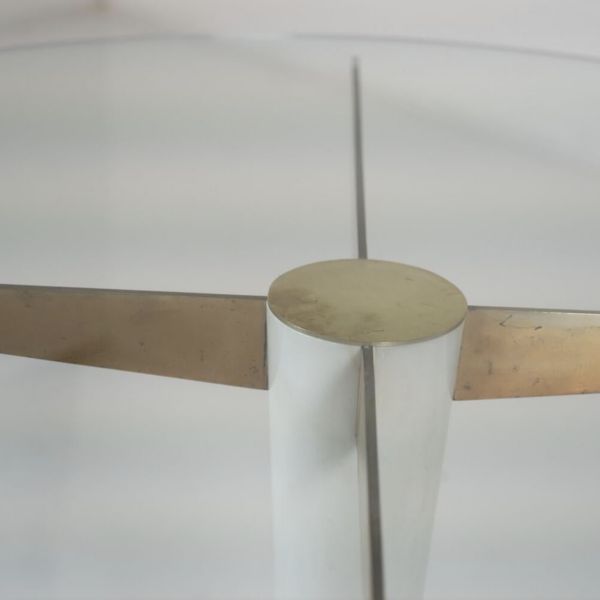 Mid Century Modern Dining Table, Carrara Marble, Bronze And Glass, Italy, 1950s photo 5810.0