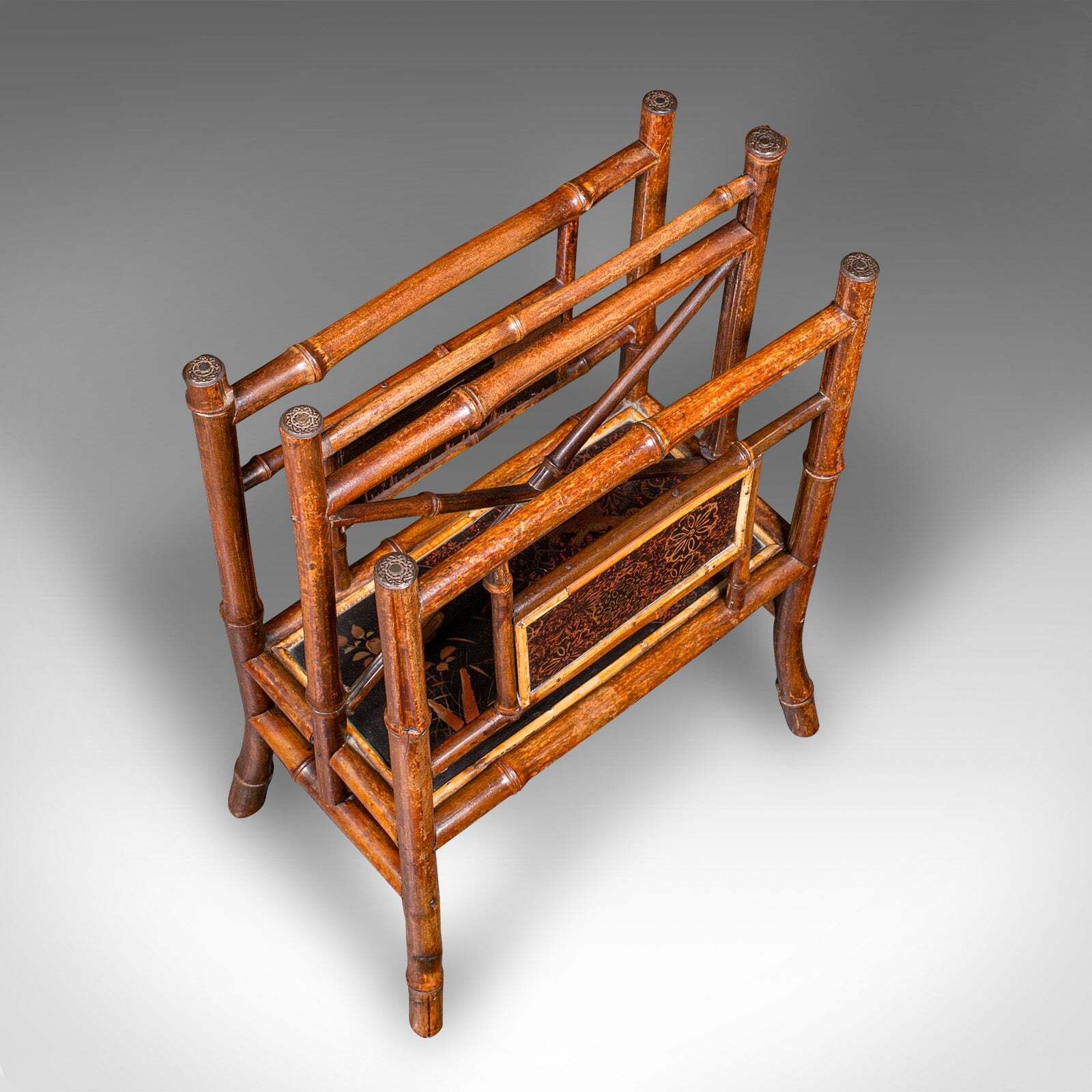 Antique Canterbury, Chinese, Bamboo Magazine Stand, Rack, Chinoiserie, Victorian photo vinterior