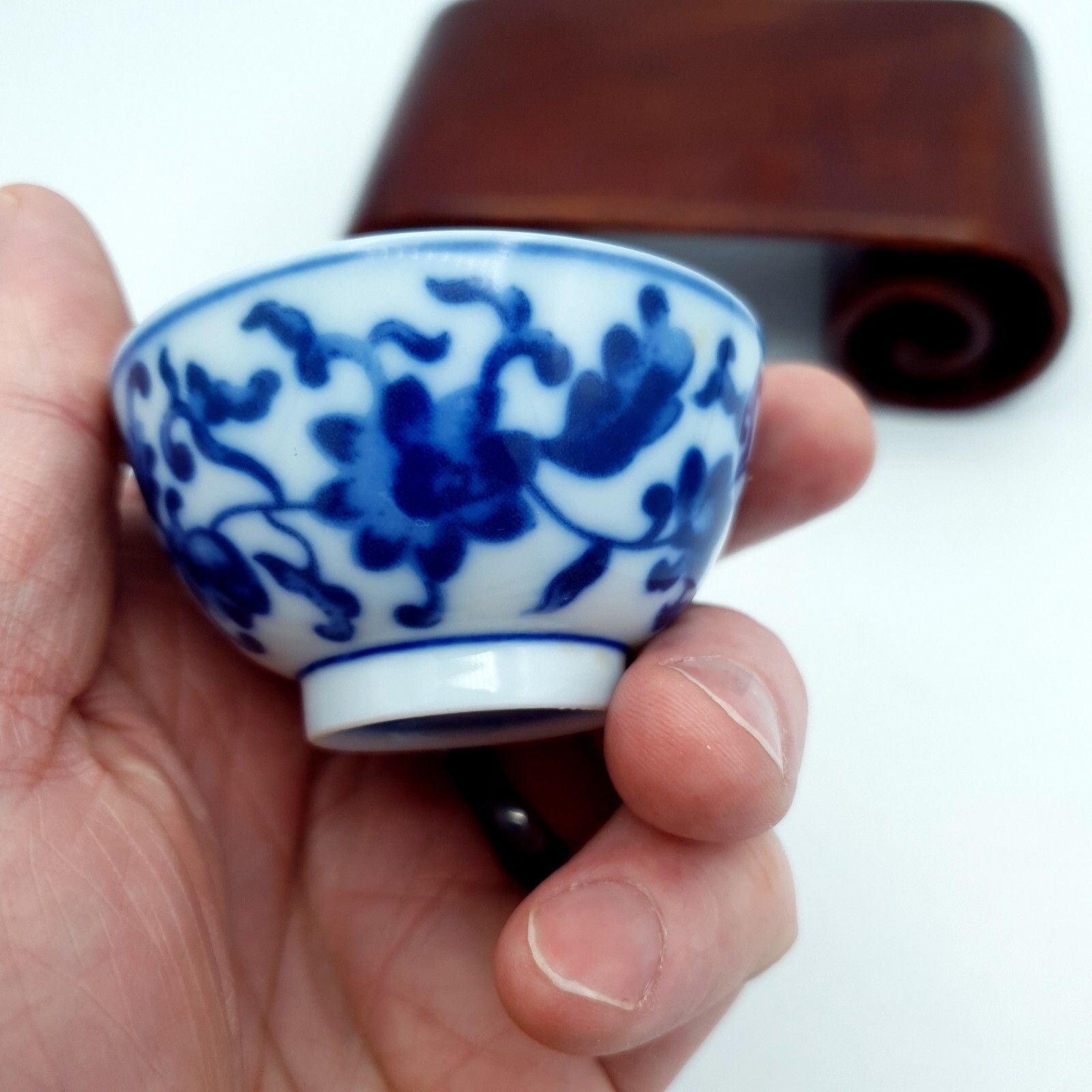 Home Decor Chinese Tea Wine Tasting Set Wood Scroll Base Da Qing Guangxu Nian Zhi Repro photo