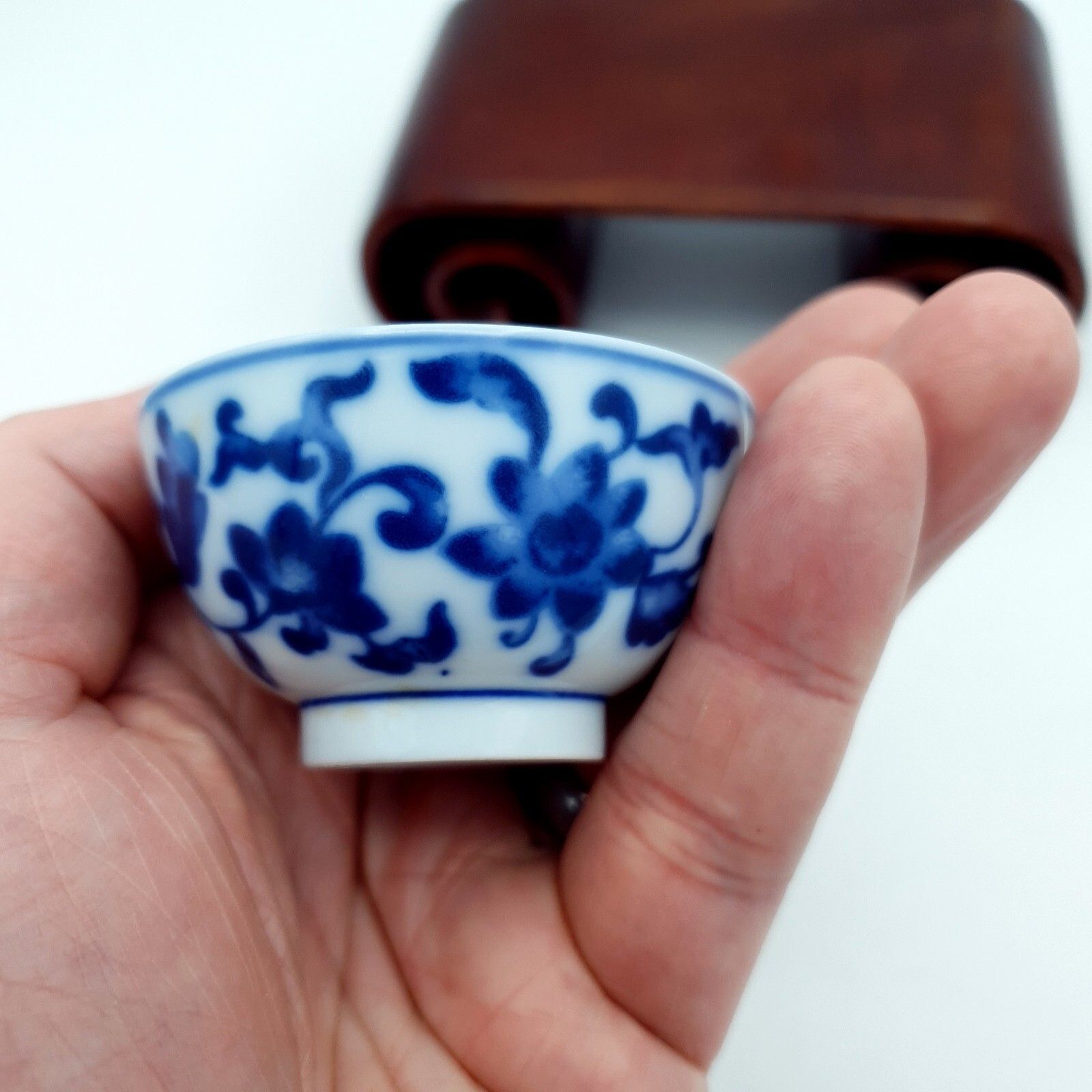 50.0 Chinese Tea Wine Tasting Set Wood Scroll Base Da Qing Guangxu Nian Zhi Repro photo