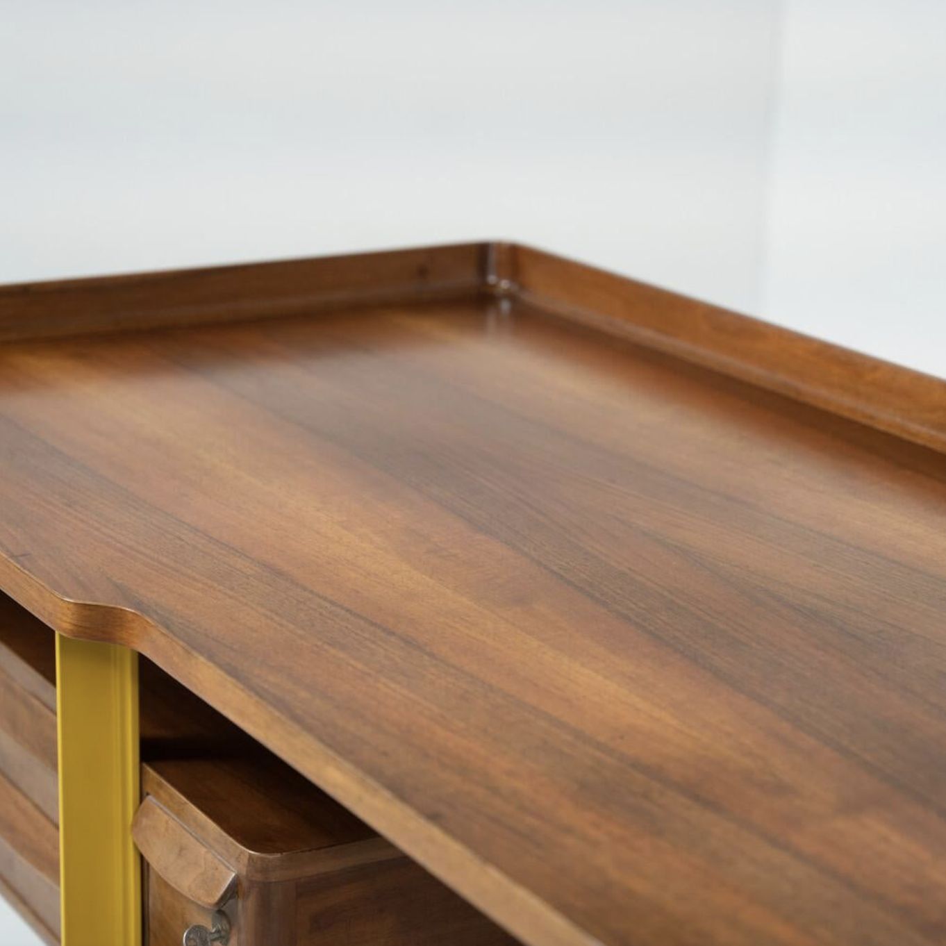Mid Century Modern Italian Wooden Desk In Walnut And Metal, Italy, 1960 photo buy