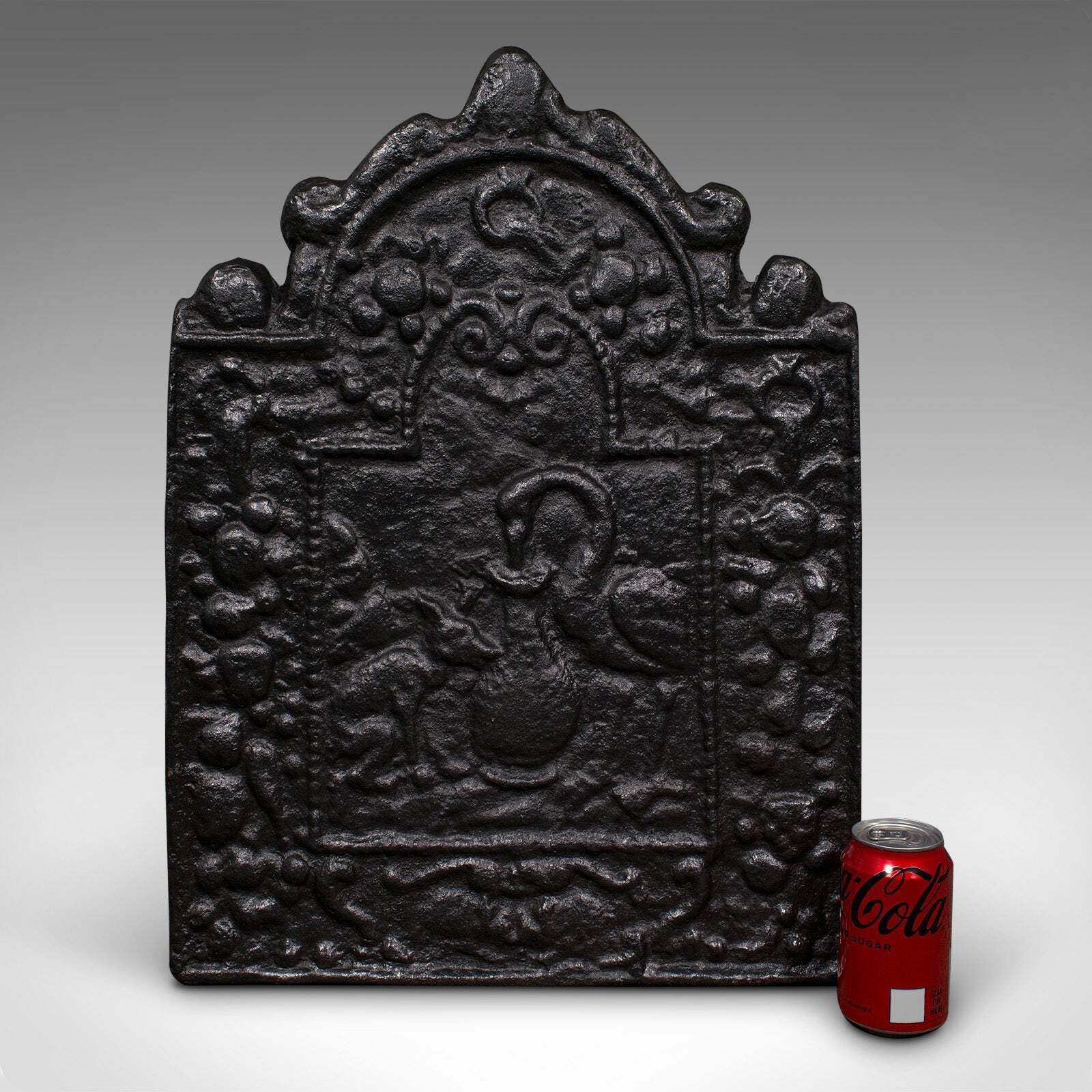 Small Antique Fire Back, English Cast Iron, Fireplace Reflector, Victorian, 1900 photo buy