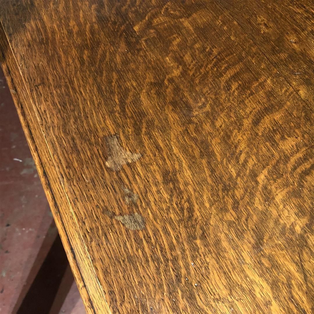 photo vintage Vintage Light Oak Dressing Table Mirrored With Drawers Below 1930s