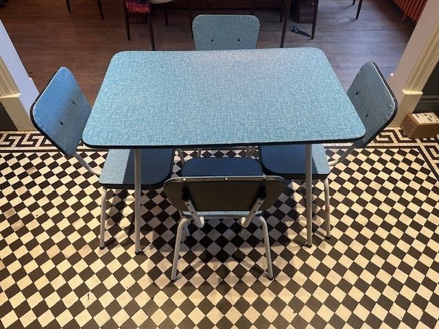1960s Vintage Formica Dining Table With Four Chairs photo for sale