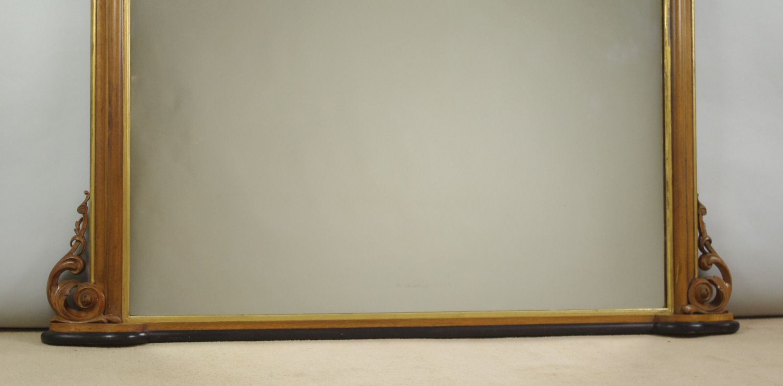 photo for sale Large Victorian Oak And Parcel Gilt Arch Top Overmantle Mirror