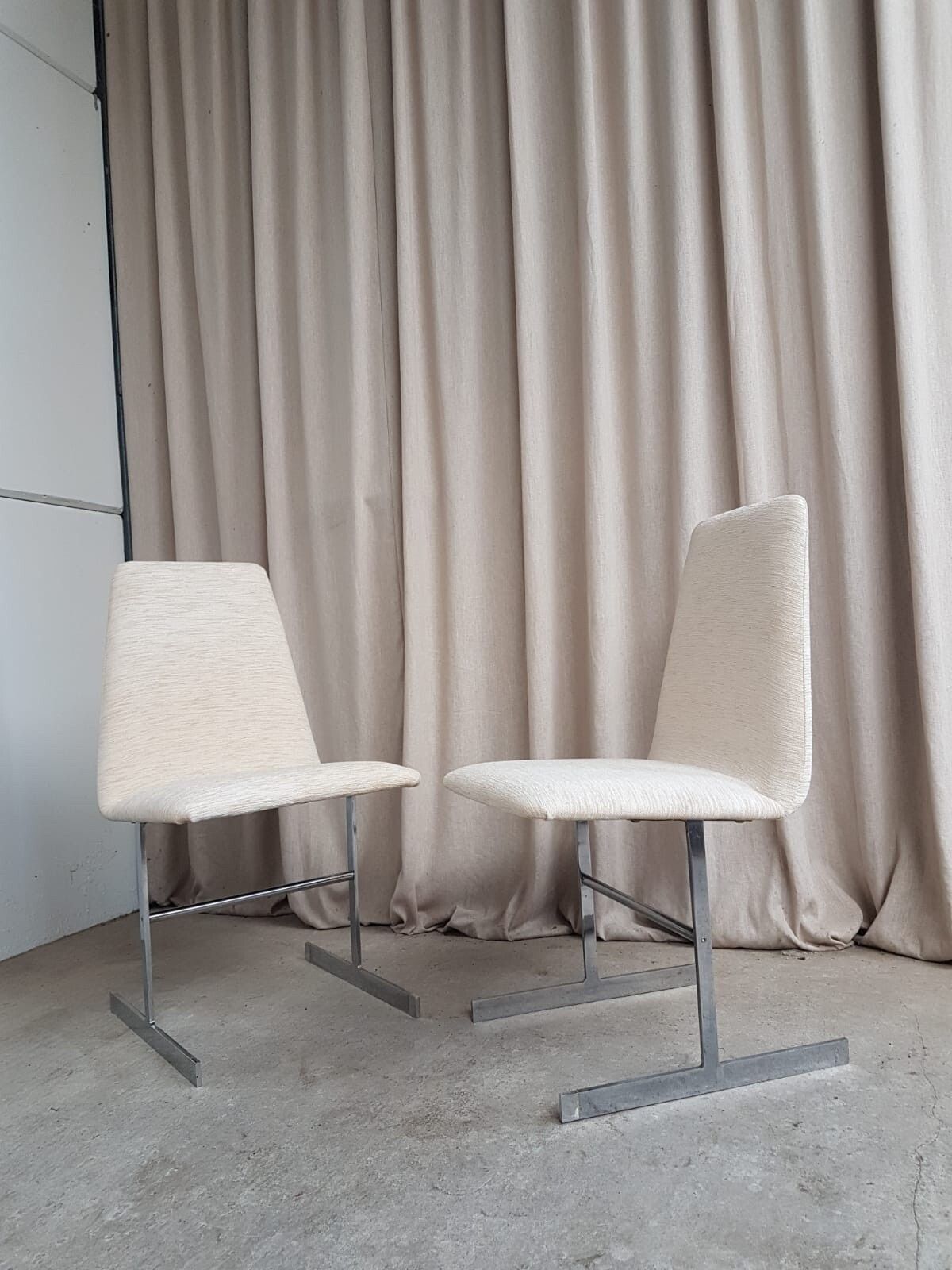 Vtg Mid Century Italian Style Chrome Set Of 2 Dining Chairs By Pieff Scandi R678 photo furniture