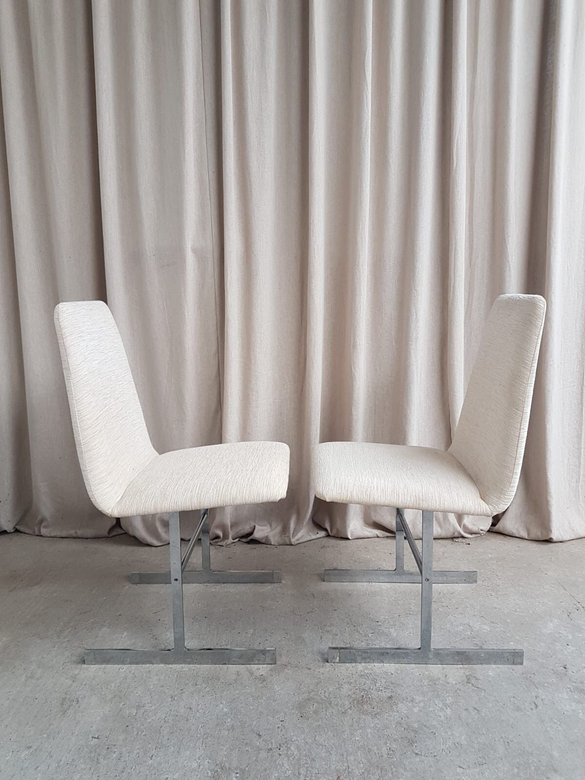 Vtg Mid Century Italian Style Chrome Set Of 2 Dining Chairs By Pieff Scandi R678 photo for sale