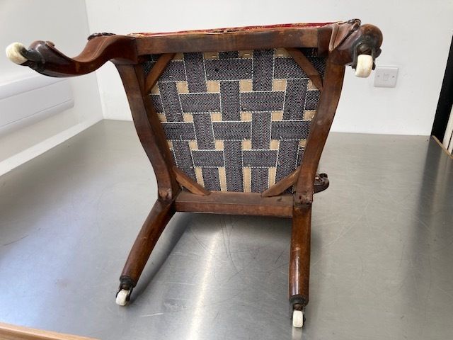 Traditionally Upholstered Victorian Walnut Occasional Chair photo vinterior