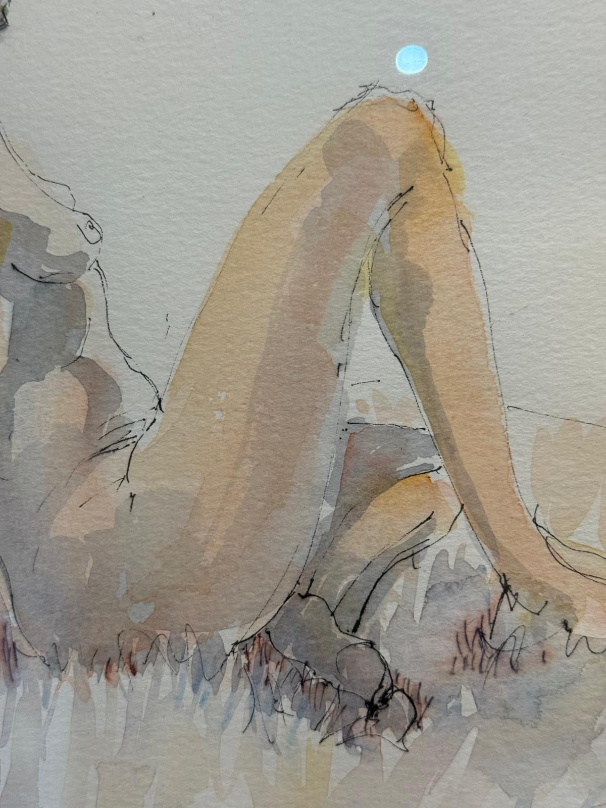 "Annie On A Sheepskin" Watercolour By Katie Naroznik 2003 photo for sale