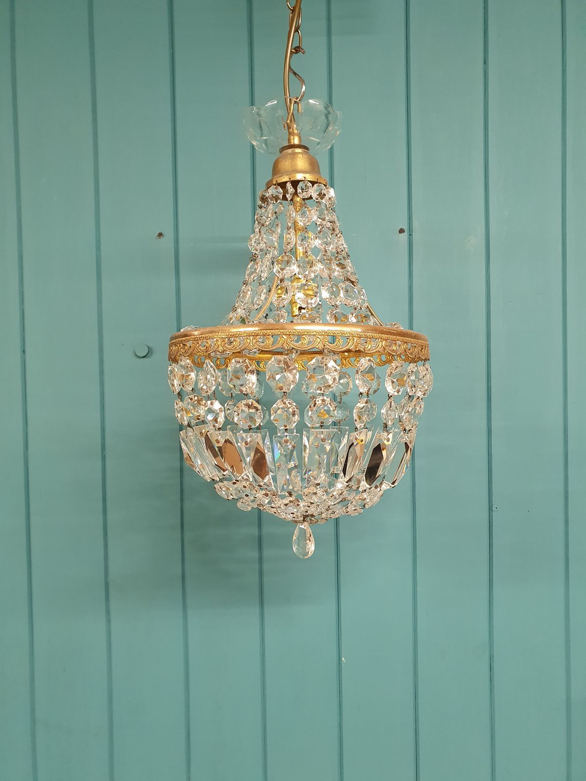 Early 20th Century Swag Chandelier With Prisms 10"