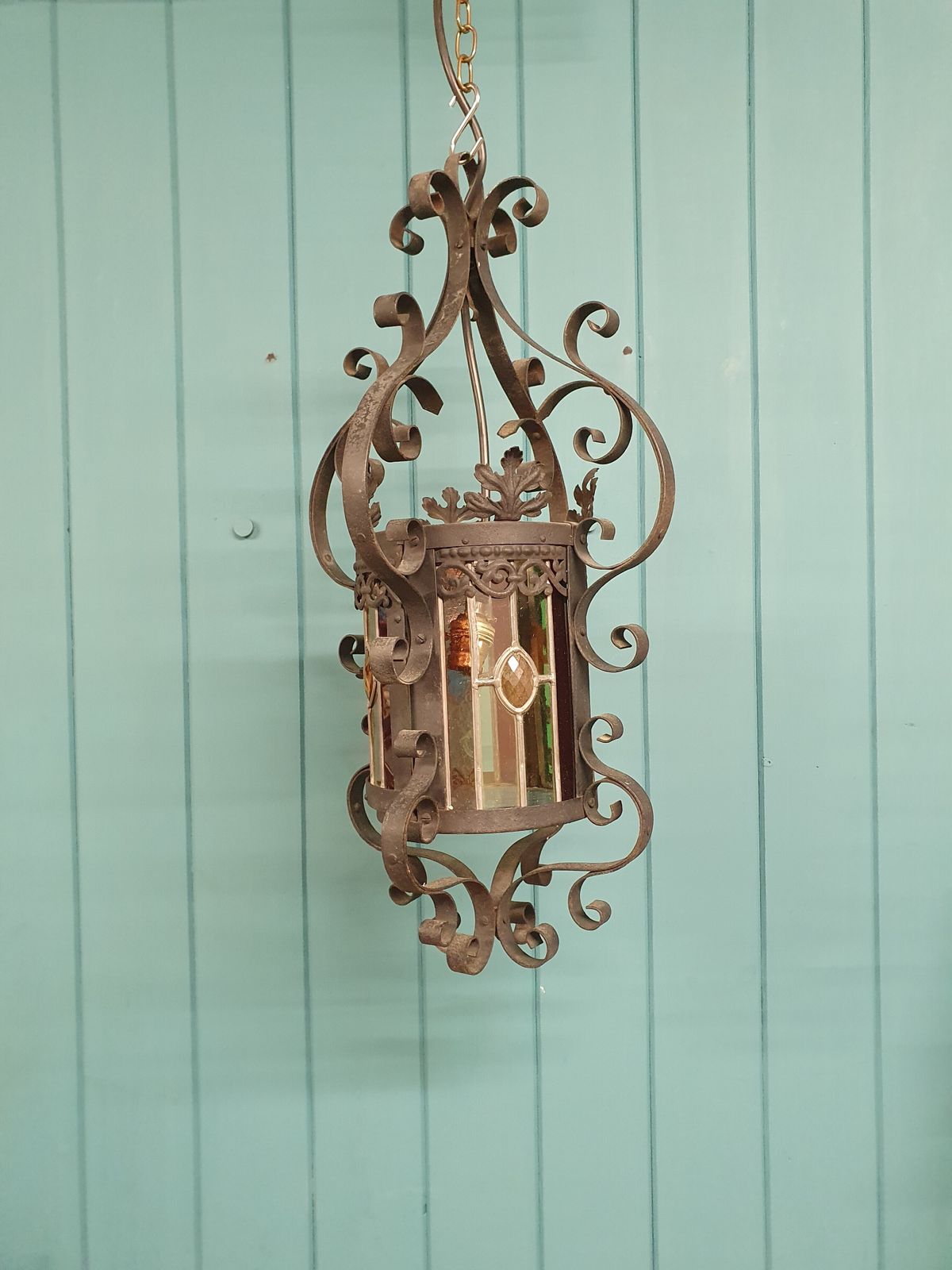 Early 20th Century Leaded French Porch Lantern