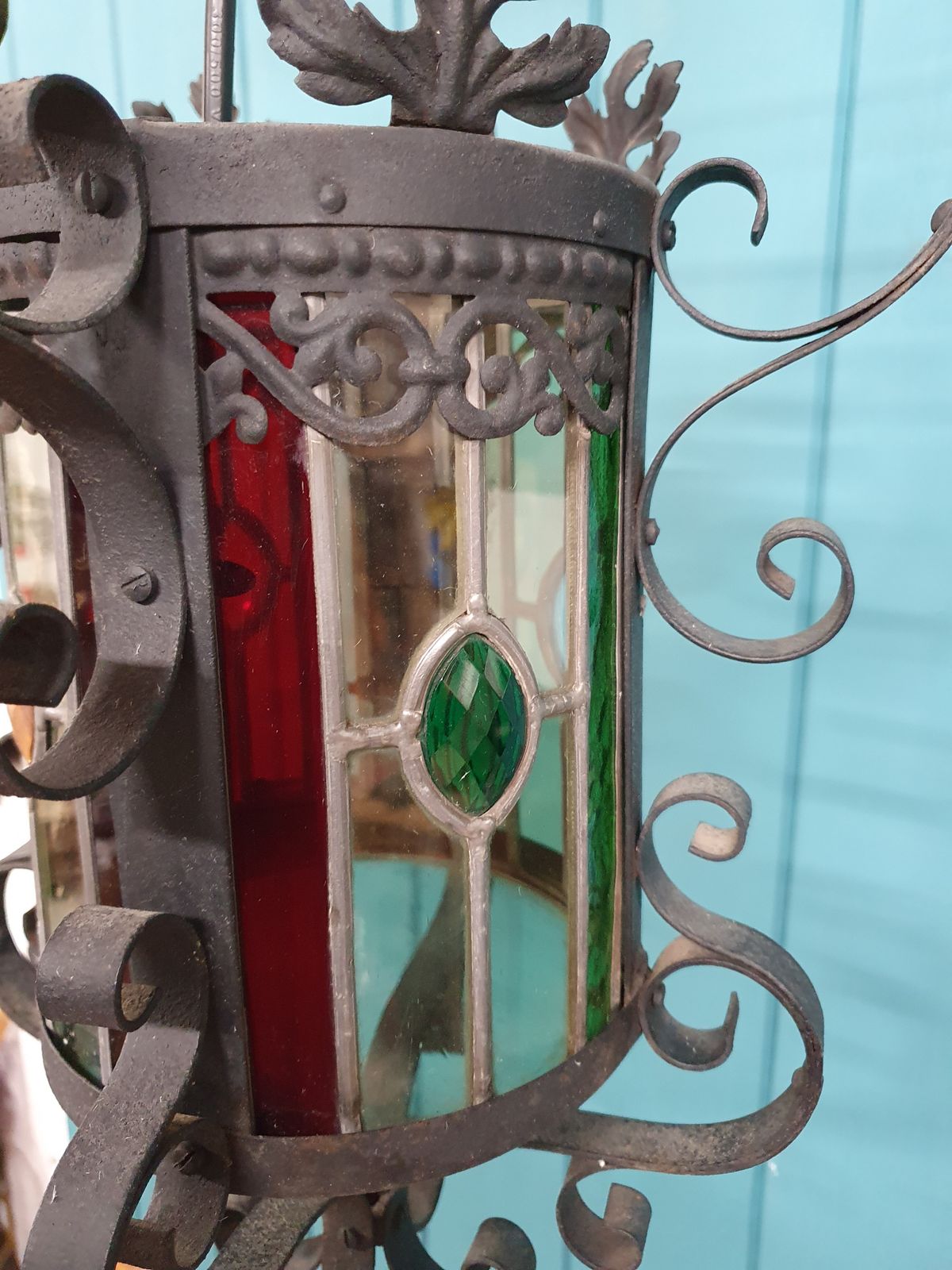 Early 20th Century Leaded French Porch Lantern photo for sale