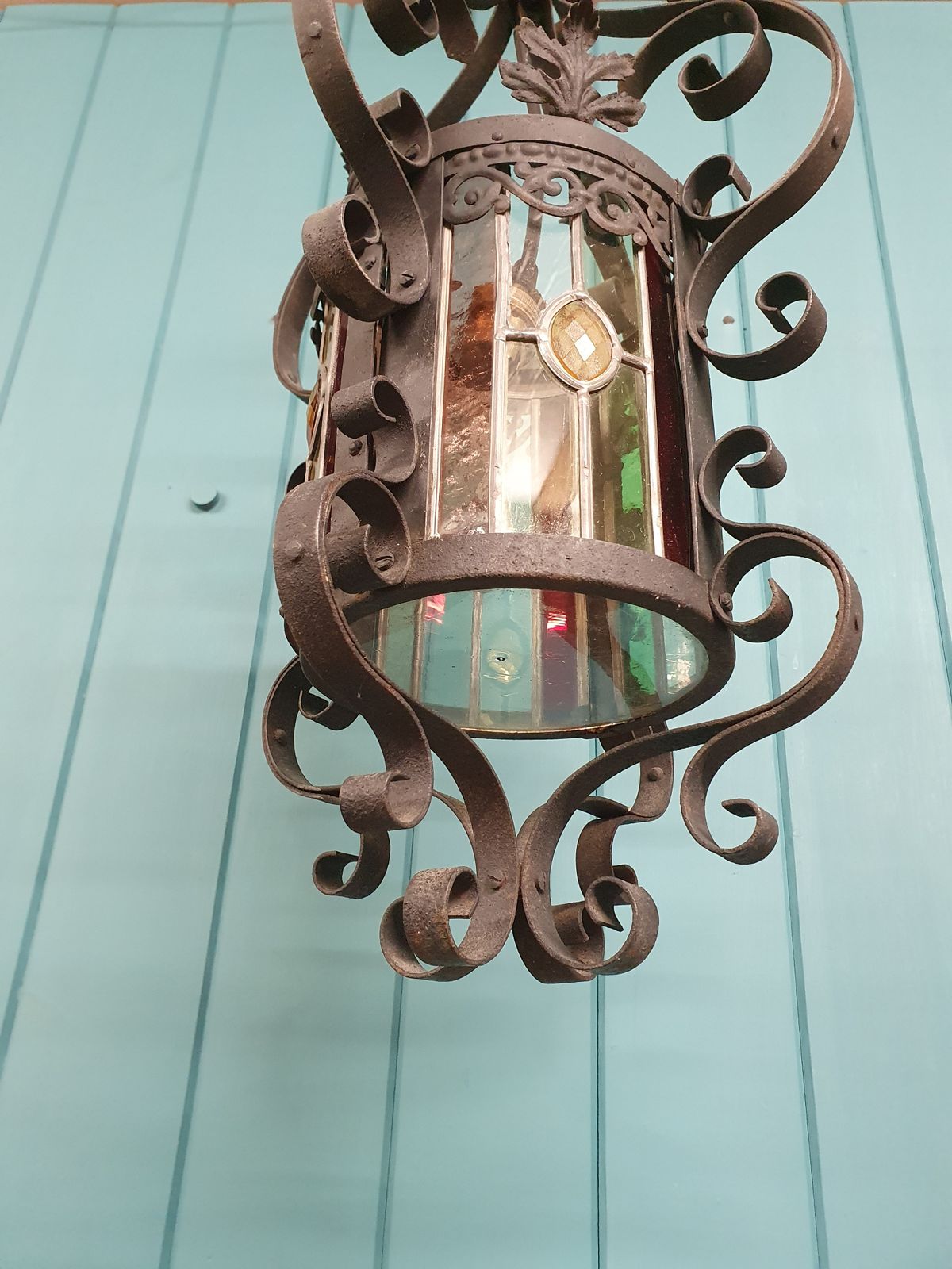 Early 20th Century Leaded French Porch Lantern photo vinterior