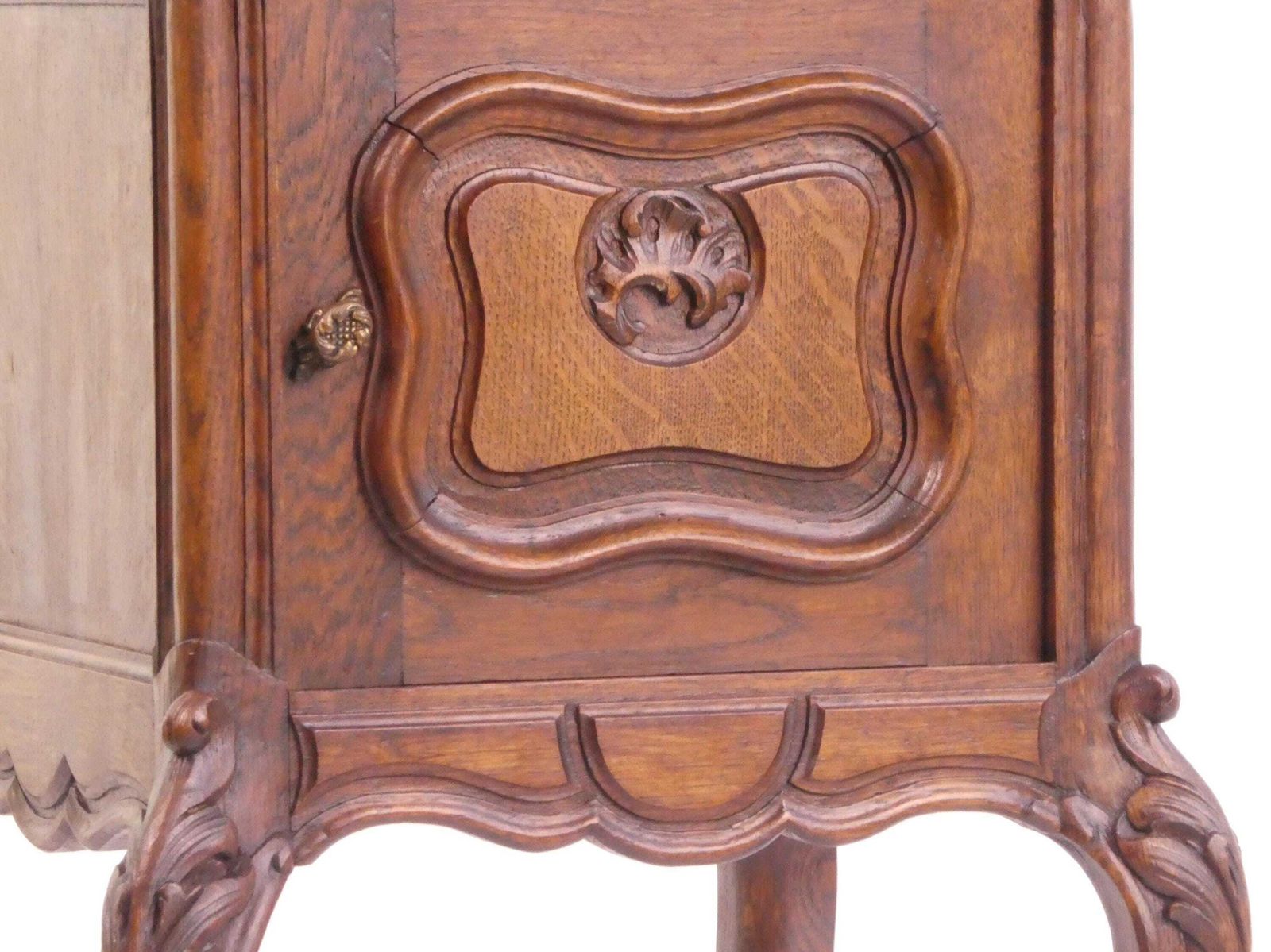 Antique French Louis XV Wooden Side Table With Marble, Walnut Carved Tall Chest, Beside Table, Entryway Furniture photo for sale