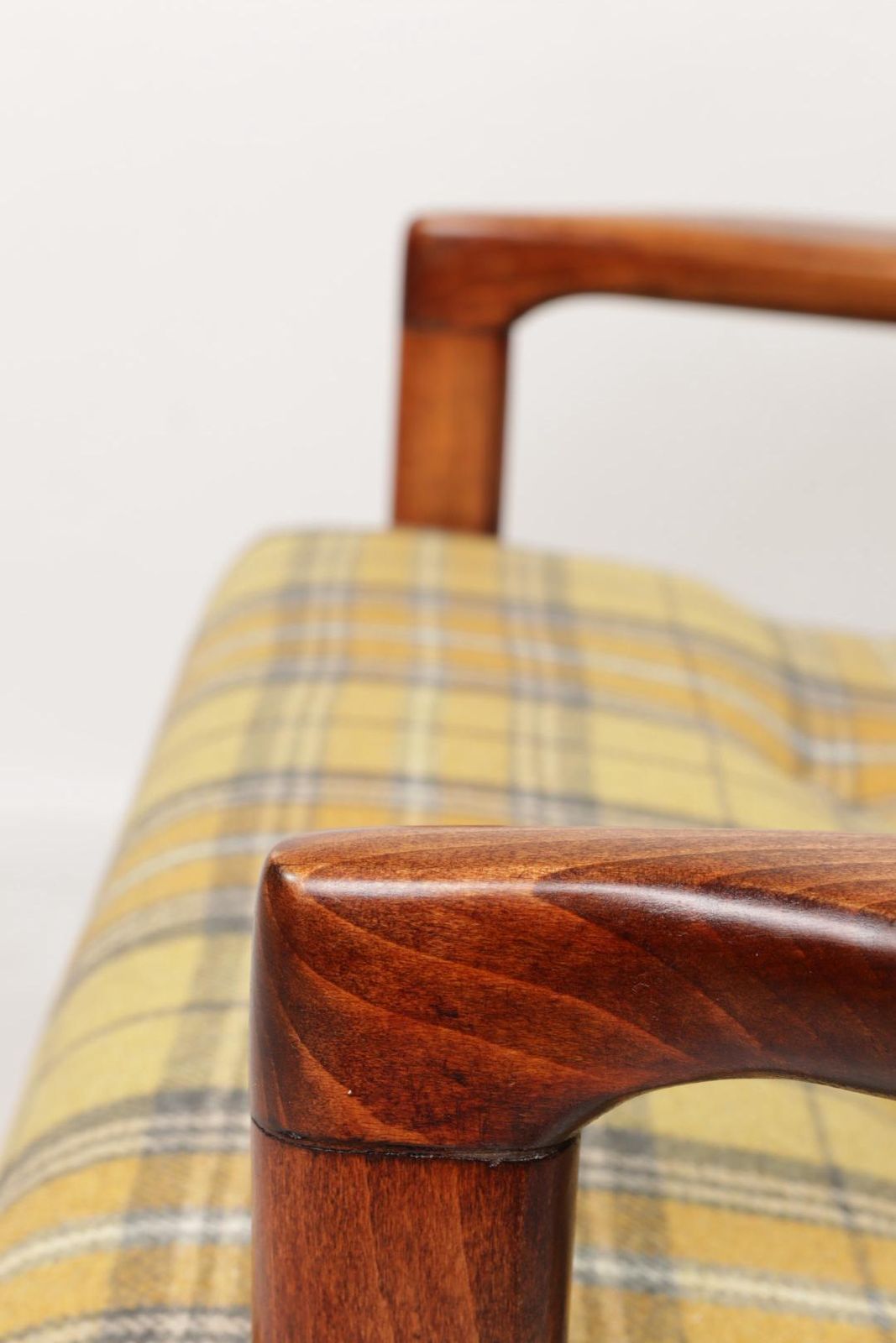 Yellow Wool Tartan Vintage Armchair From Poland By Zenon Bączyk, 1960s photo vintage