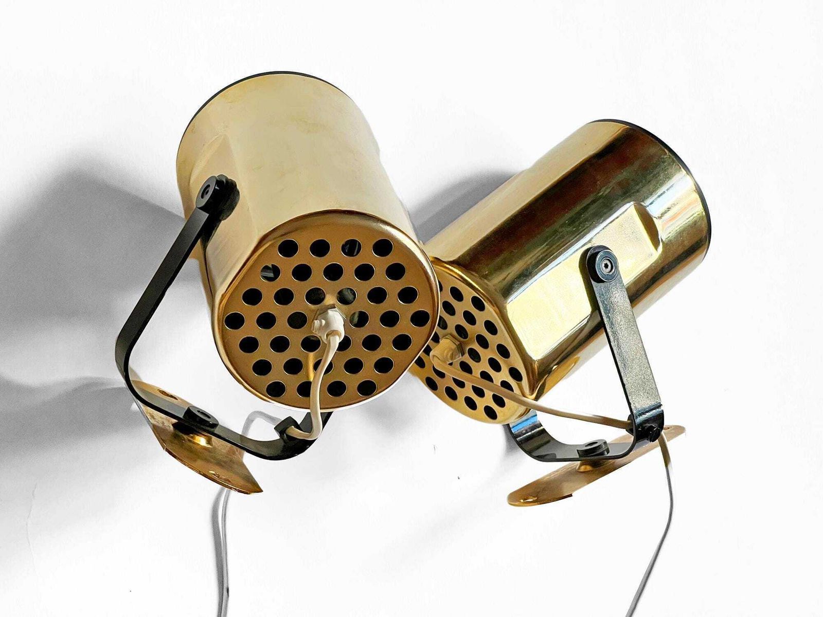 Pair Of Golden Wall Lights "Orion" By Per Sundstedt For Kosta Lampan. Sweden 1970s photo buy