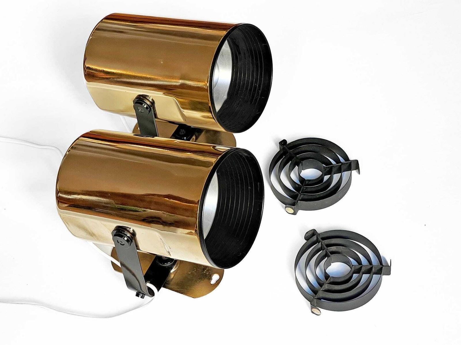 Pair Of Golden Wall Lights "Orion" By Per Sundstedt For Kosta Lampan. Sweden 1970s photo vintage
