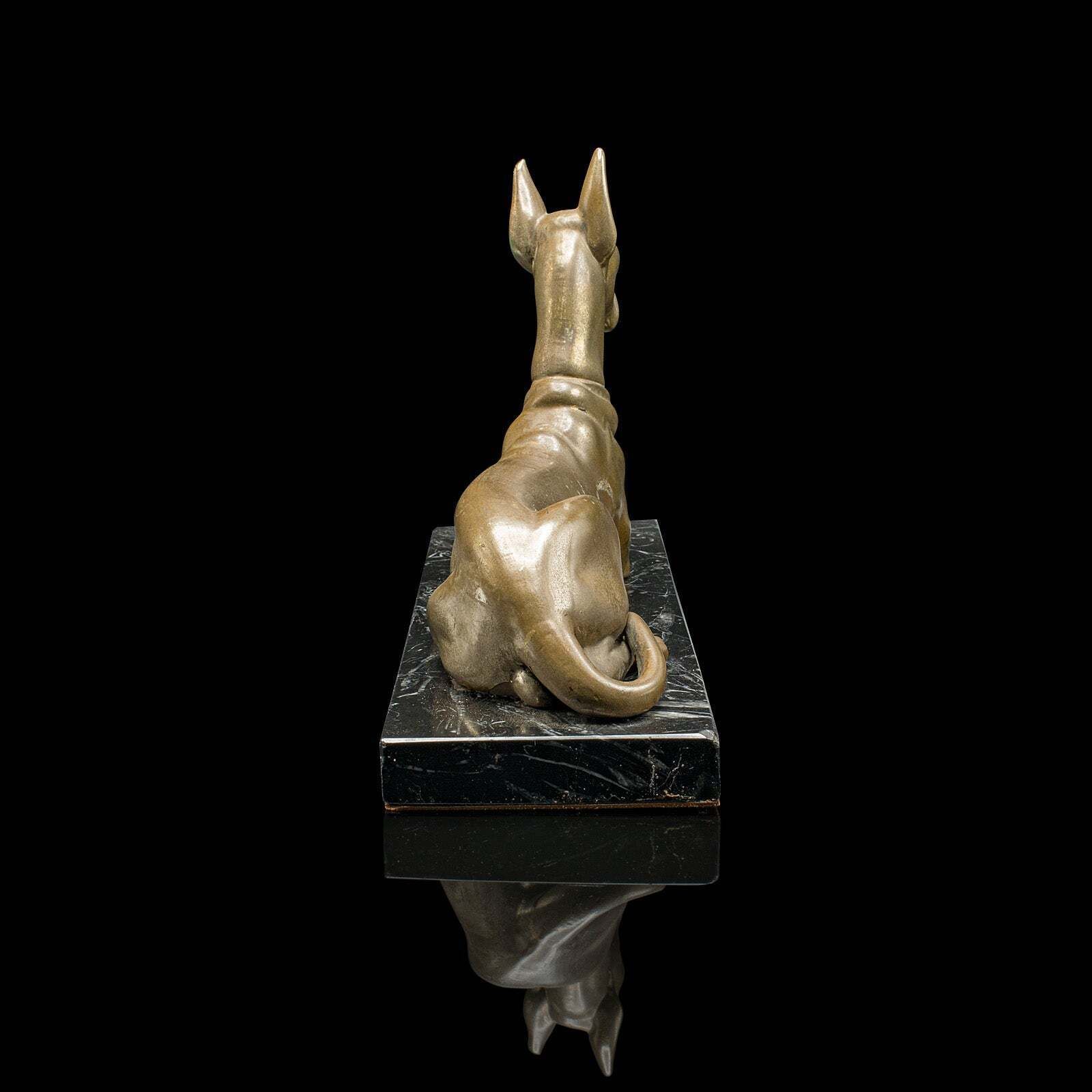 Vintage Great Dane Figure, English, Brass, Dog Statue, Marble, Art Deco, C.1930 photo Art
