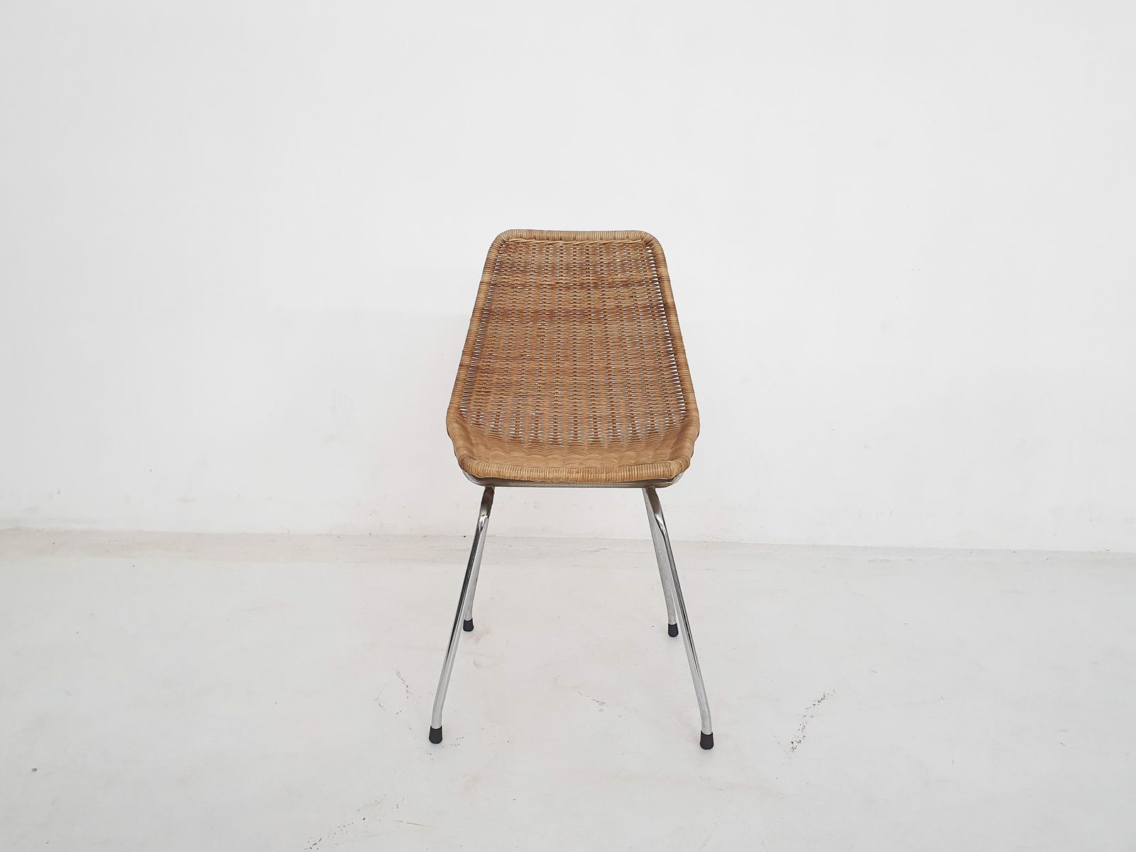 Mid Century Rattan And Metal Dining Chair, The Netherlands 1960's photo furniture