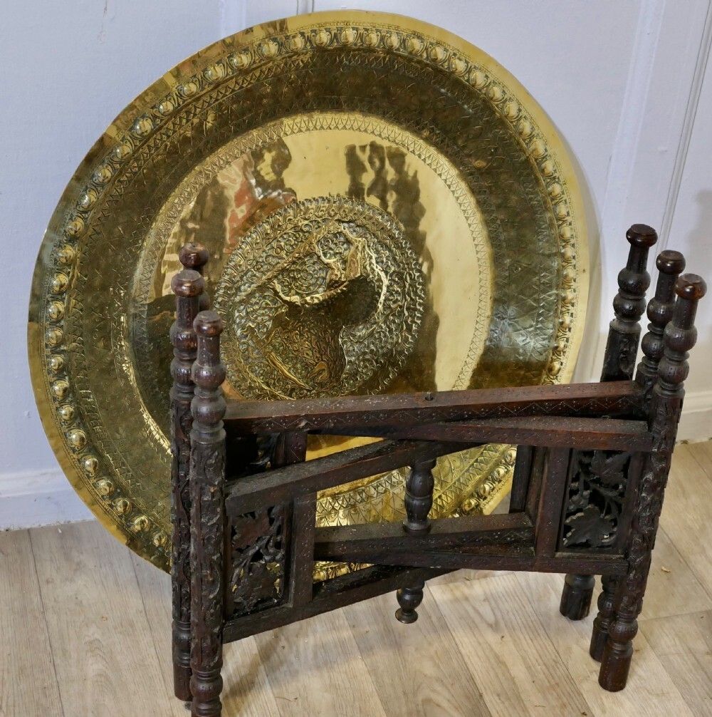 Collapsable Indian Brass Tray Top Table photo Furniture