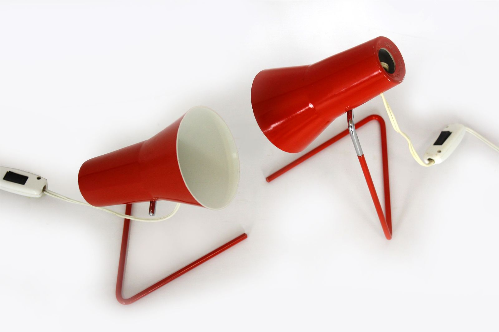 Red Table Lamps By Josef Hurka For Drupol, 1960s, Set Of 2 photo furniture
