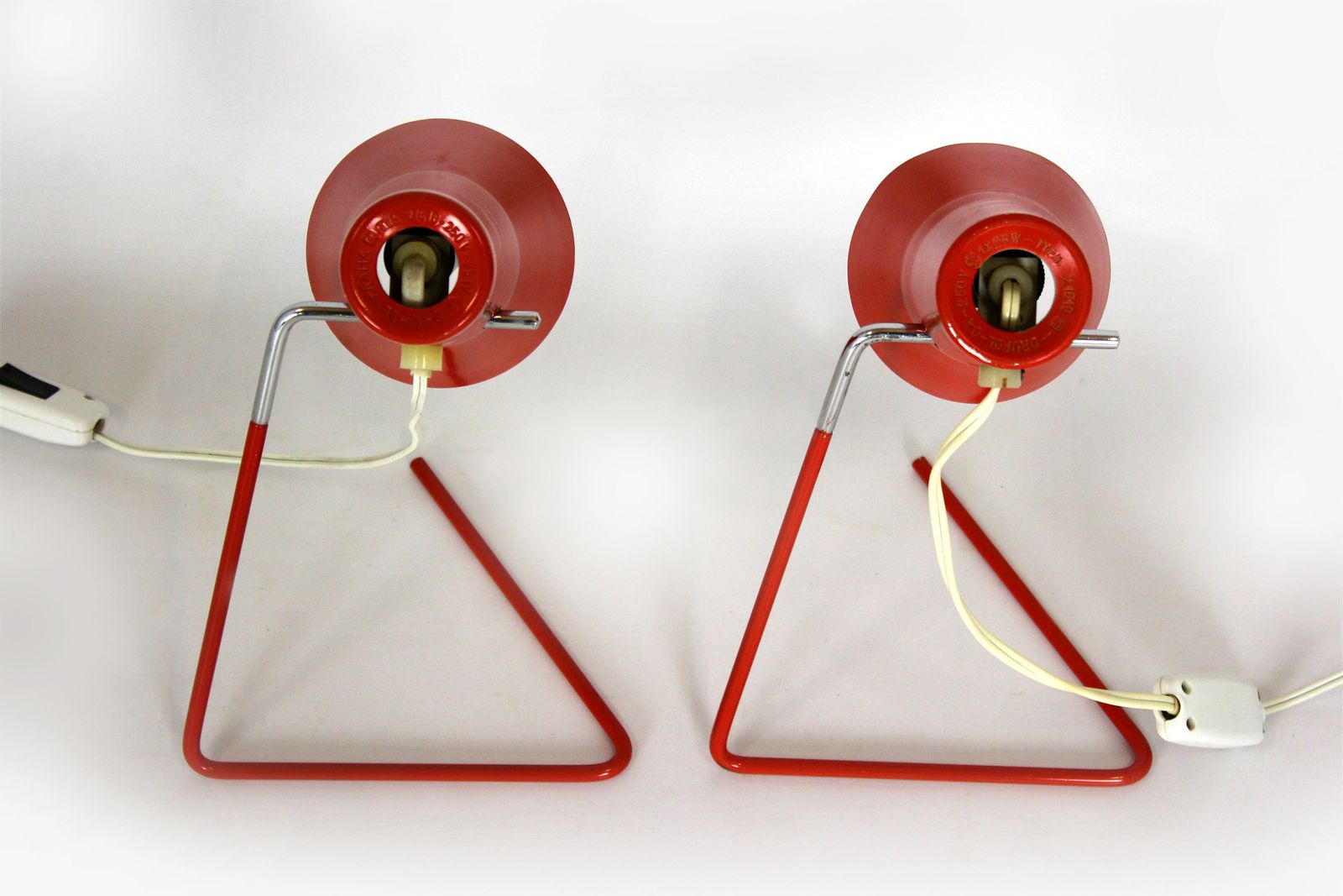 Red Table Lamps By Josef Hurka For Drupol, 1960s, Set Of 2 photo for sale