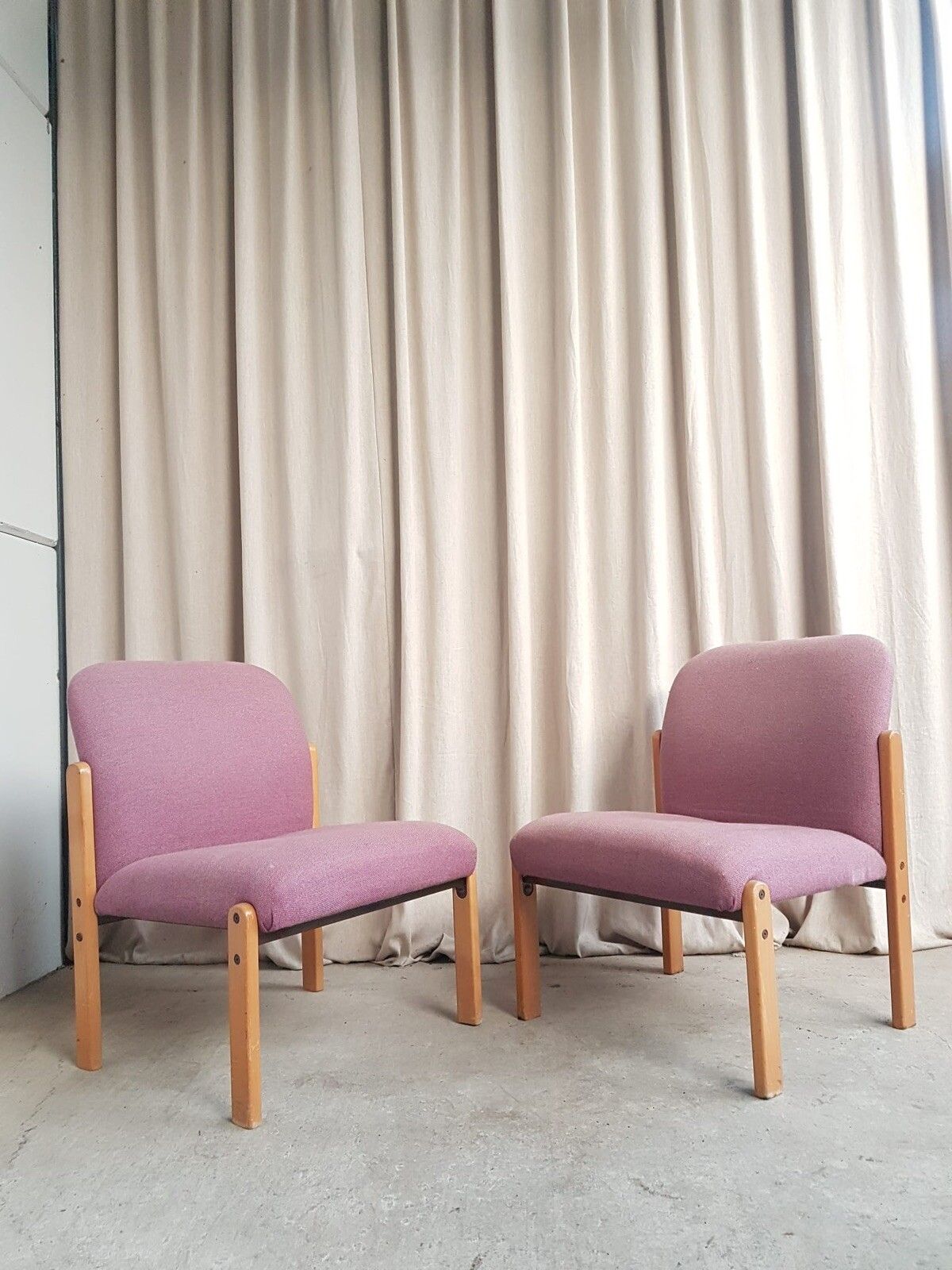 Vtg Late Pair Set 2 Mid Century Modernist Post Modern Studio Chairs Retro R685
