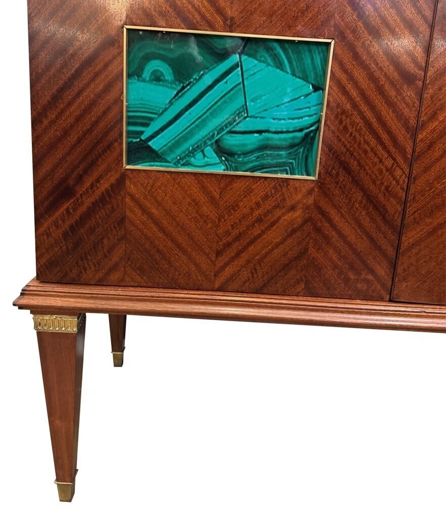 photo vinterior A Wonderful 1950s Two Doored Bar Cabinet By Poalo Buffa With Faux Malachite Panels