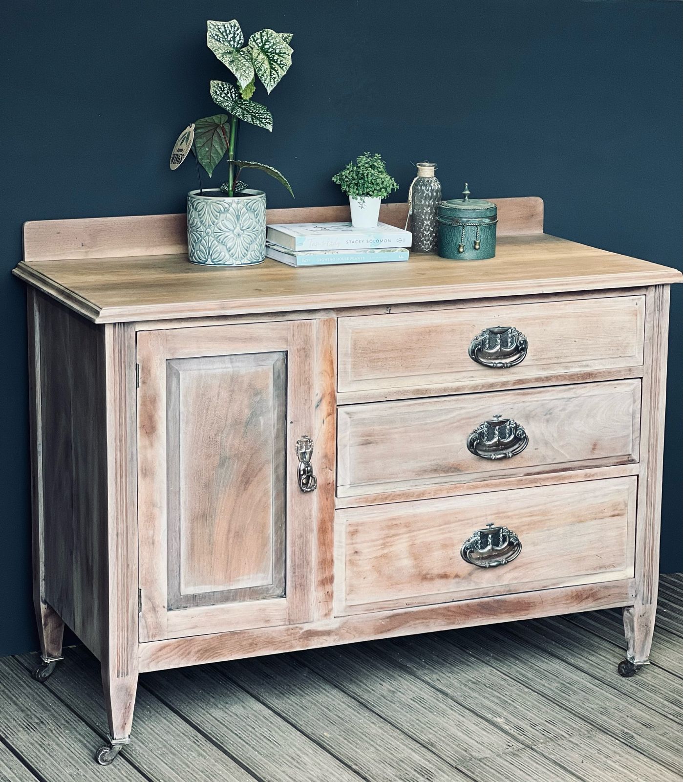 Paintwashed Wood Chest Of Drawers