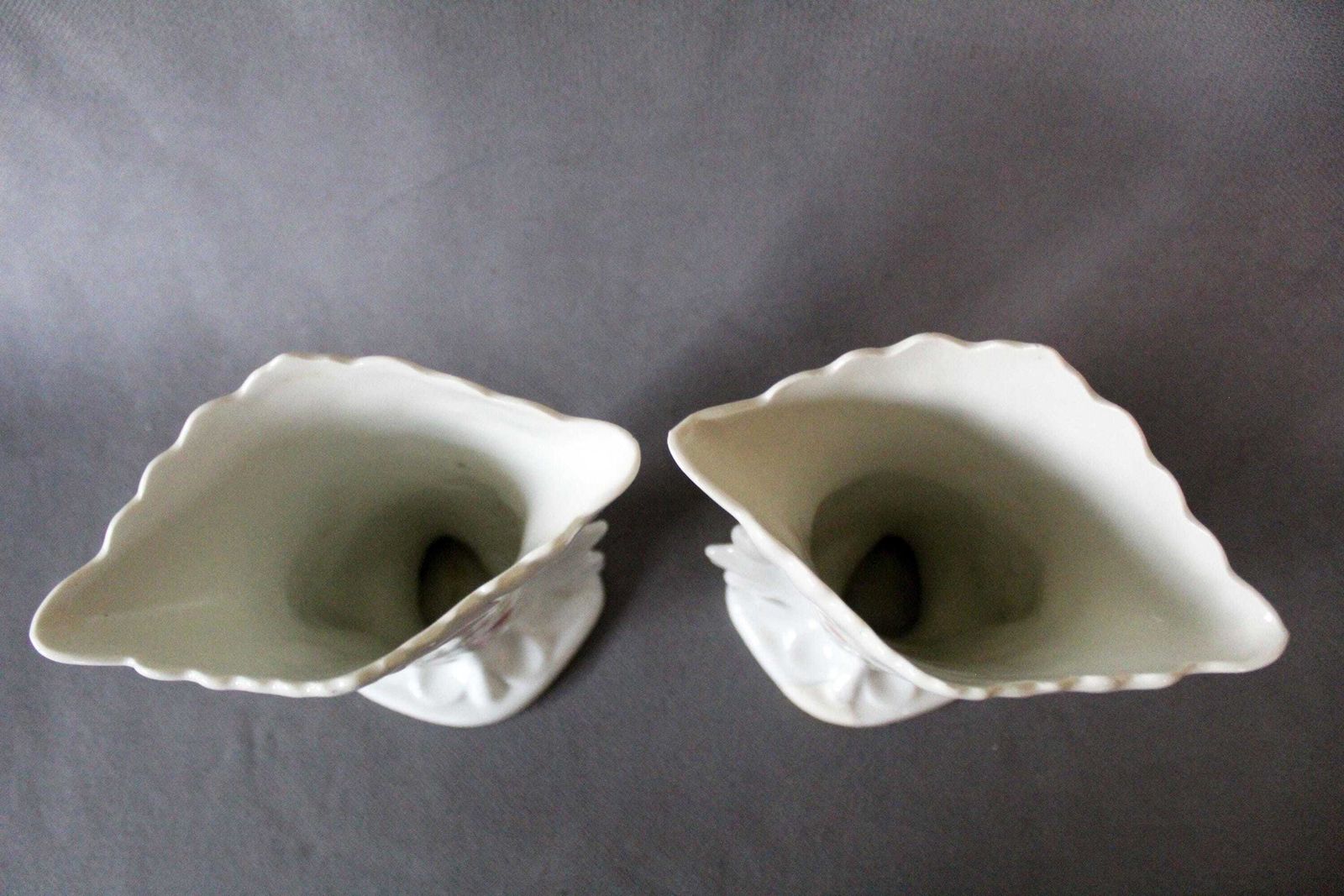 photo furniture Antique 2 Vieux Paris Porcelain Vases, Louis Philippe Cornet Vase, Bridal Vase, White Mantel Vase, Wedding Vase, Twin Vase, Hand Painted
