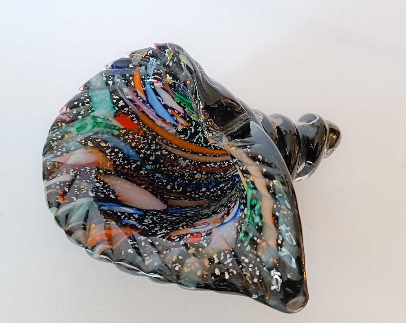 Murano Glass Cornucopia Rest Of The Day Michielotto Design 1988 Black Silver Leaf Dino Martens B