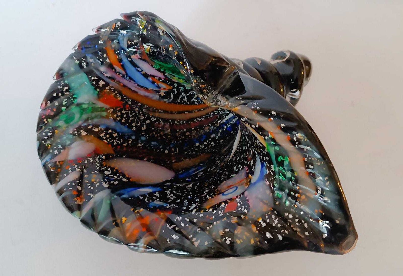 Murano Glass Cornucopia Rest Of The Day Michielotto Design 1988 Black Silver Leaf Dino Martens B photo 317.0