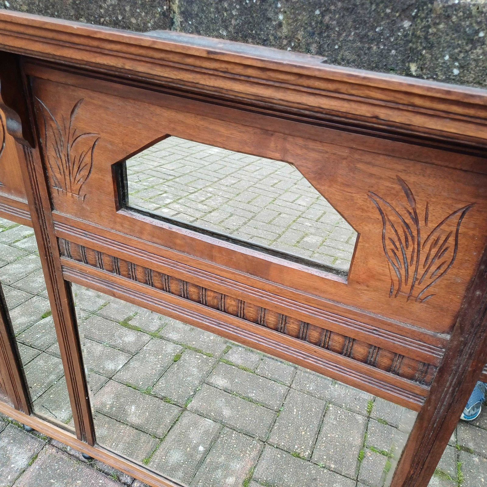 Beautiful Late Victorian Mahogany Or Walnut Overmantel Or Wall Mirror photo vintage